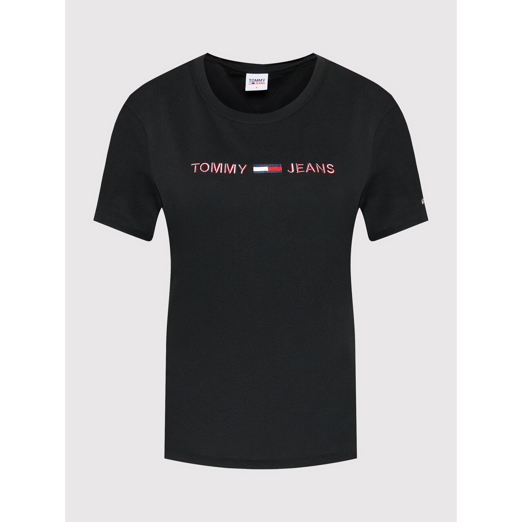 Tommy Jeans Tricou Tjw Rwb Linear DW0DW10409 Negru Slim Fit - Pled.ro