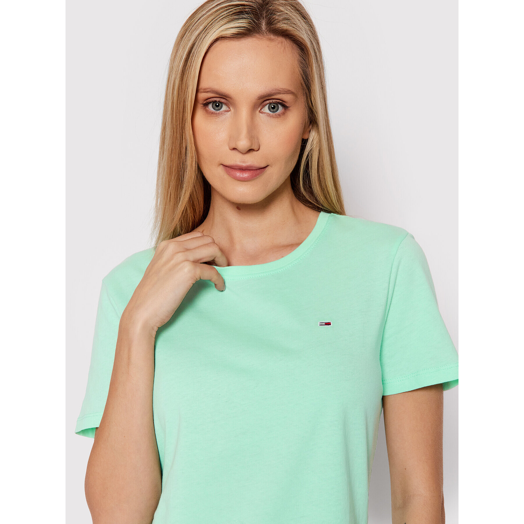 Tommy Jeans Tricou Tjw Soft DW0DW06901 Verde Regular Fit - Pled.ro