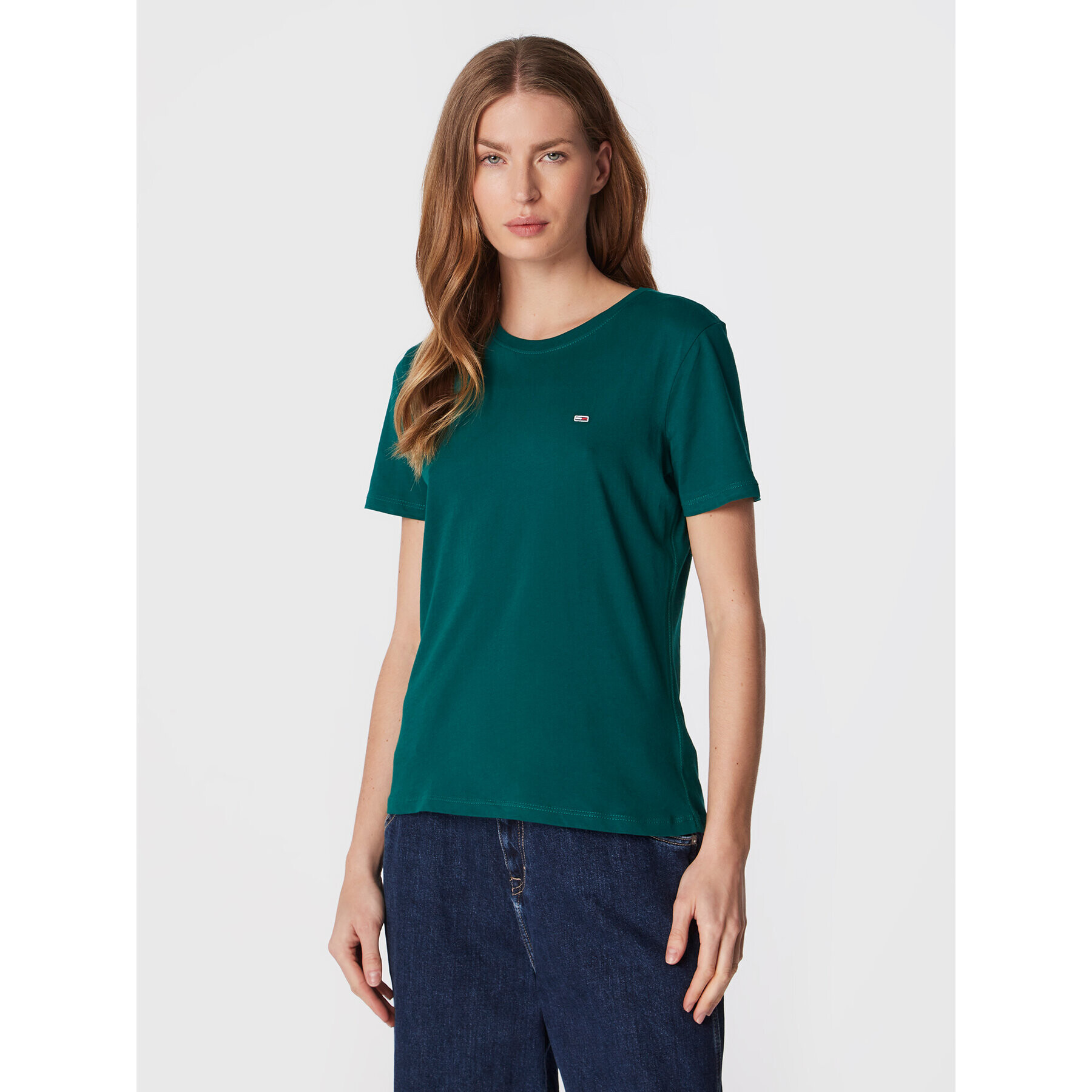 Tommy Jeans Tricou Tjw Soft DW0DW06901 Verde Regular Fit - Pled.ro