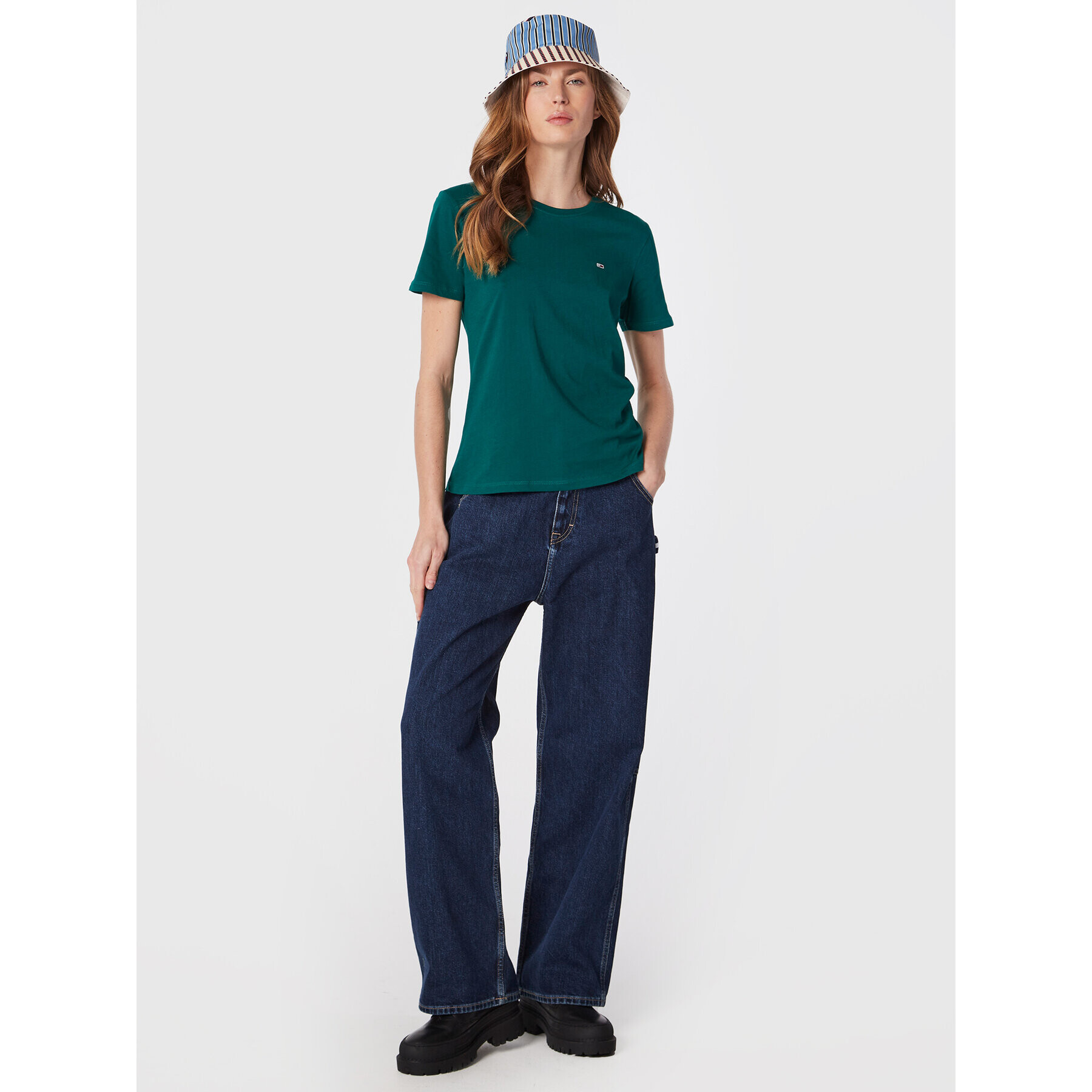 Tommy Jeans Tricou Tjw Soft DW0DW06901 Verde Regular Fit - Pled.ro