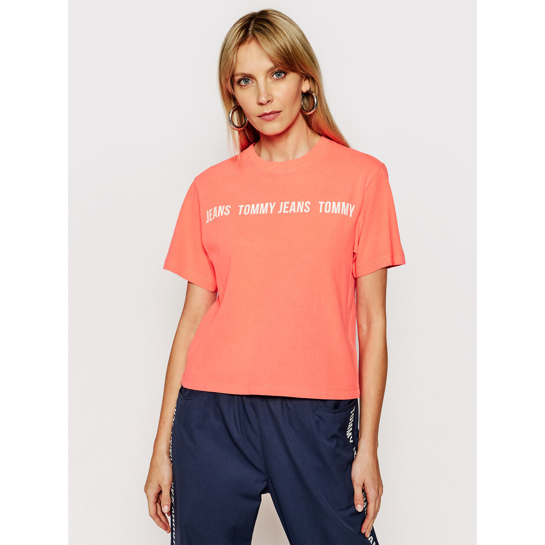 Tommy Jeans Tricou Tjw Tape DW0DW10147 Portocaliu Relaxed Fit - Pled.ro