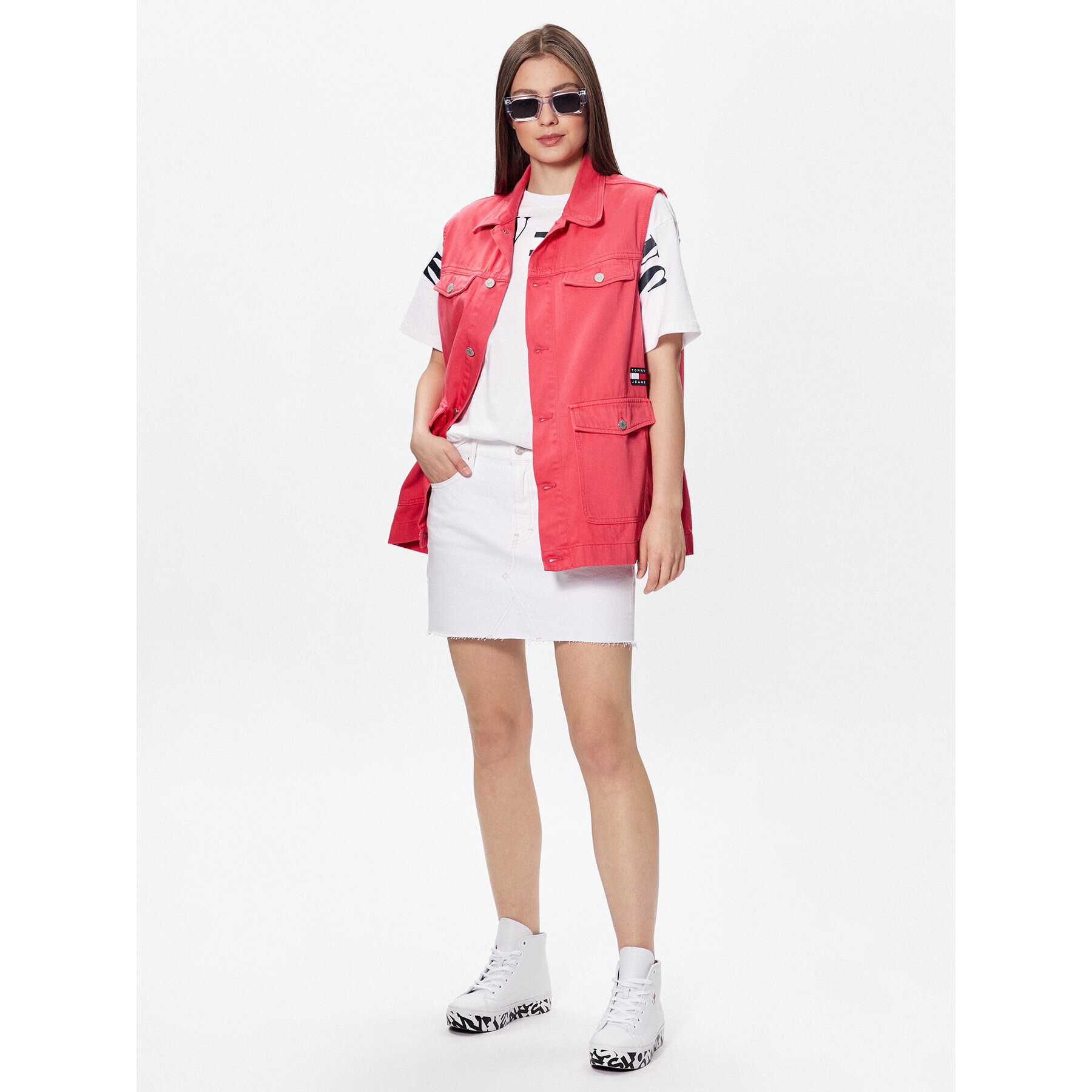 Tommy Jeans Vestă DW0DW15683 Roz Oversize - Pled.ro