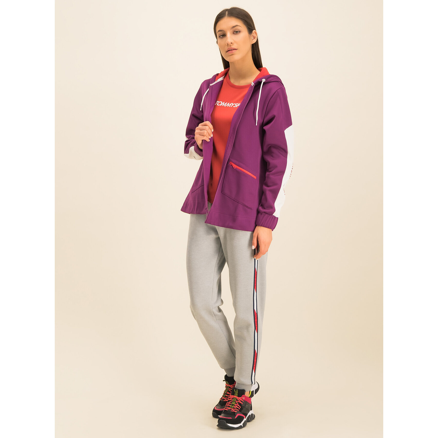 Tommy Sport Bluză Dwr Fleece S10S100405 Violet Regular Fit - Pled.ro