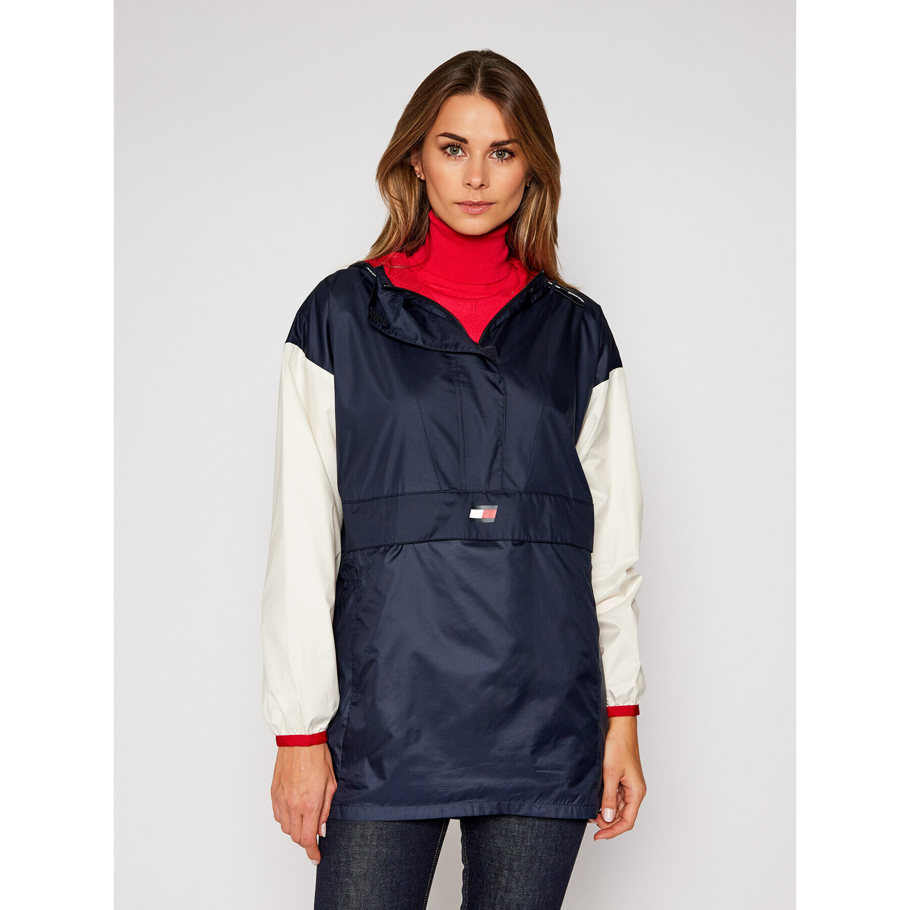 Tommy Sport Geacă fără fermoar Longlined Popover Windbreaker S10S100619 Bleumarin Regular Fit - Pled.ro