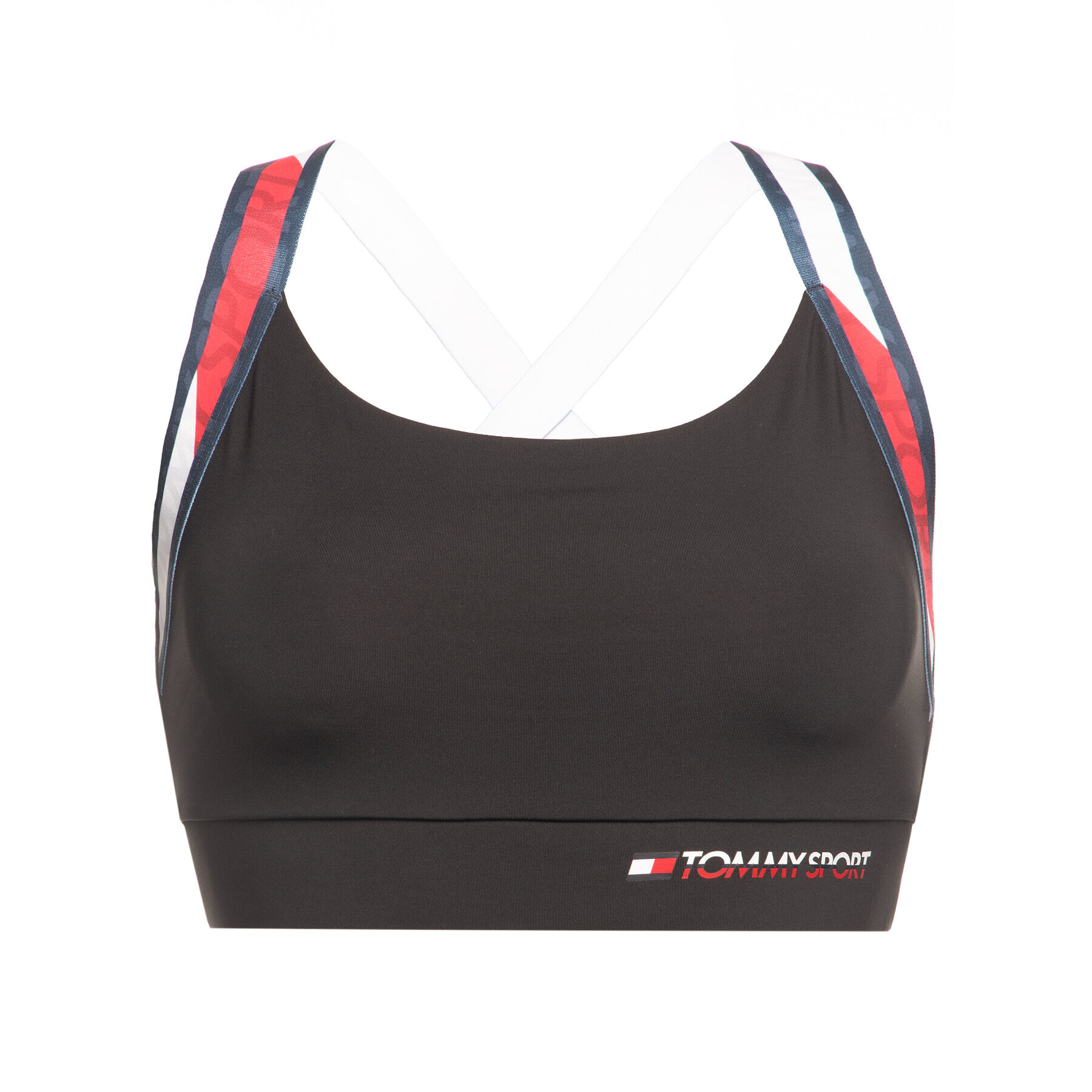 Tommy Sport Sutien top Tape Medium Impact S10S100269 Negru - Pled.ro