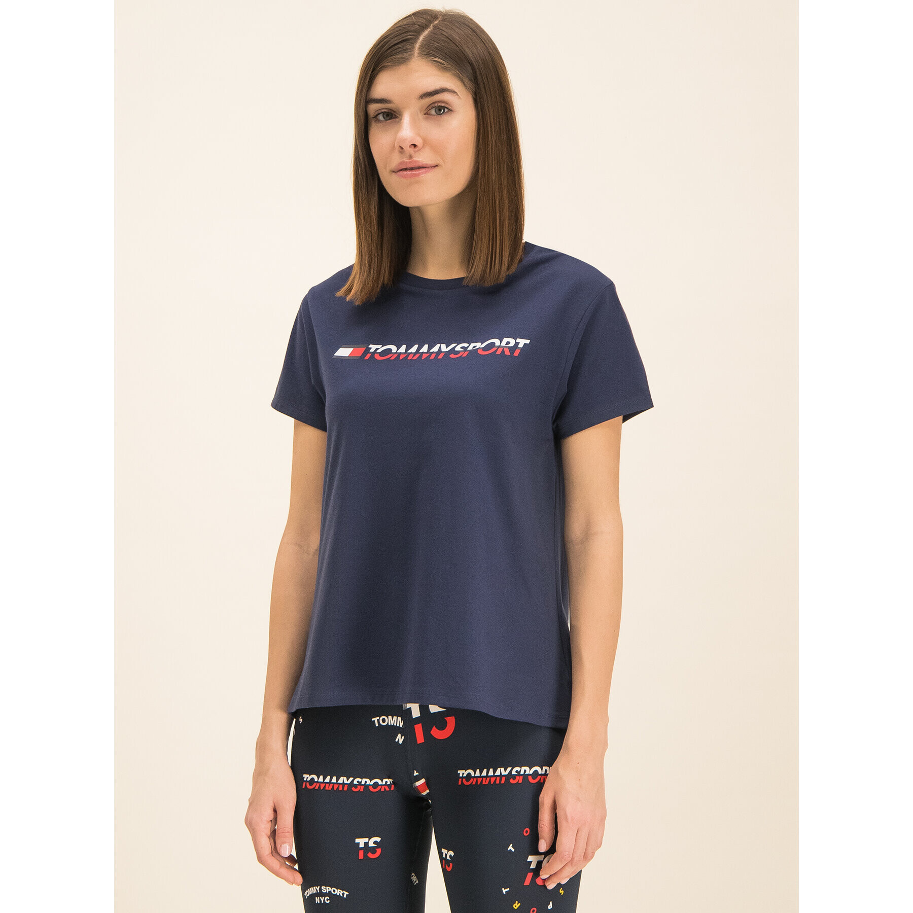 Tommy Sport Tricou Tee Logo S10S100061 Bleumarin Regular Fit - Pled.ro