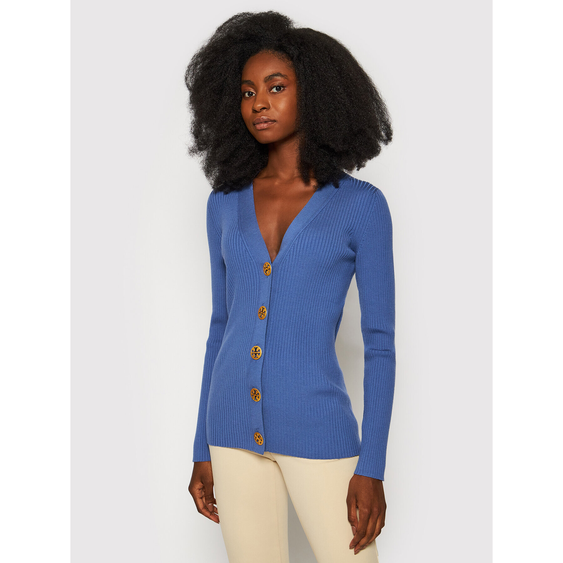 Tory Burch Cardigan Simone 82053 Albastru Slim Fit - Pled.ro