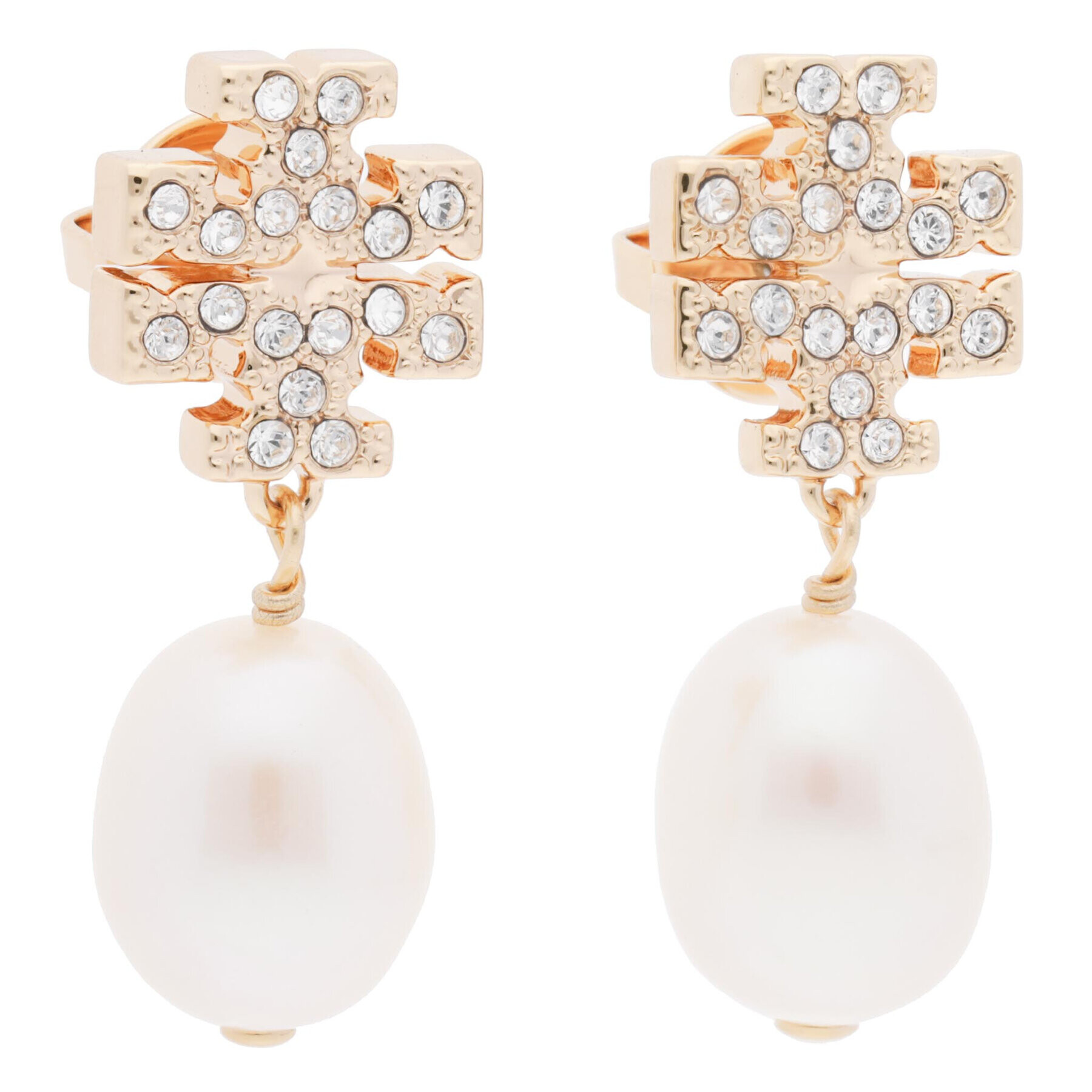 Tory Burch Cercei Kira Pave Pearl Drop Earring 60525 Auriu - Pled.ro