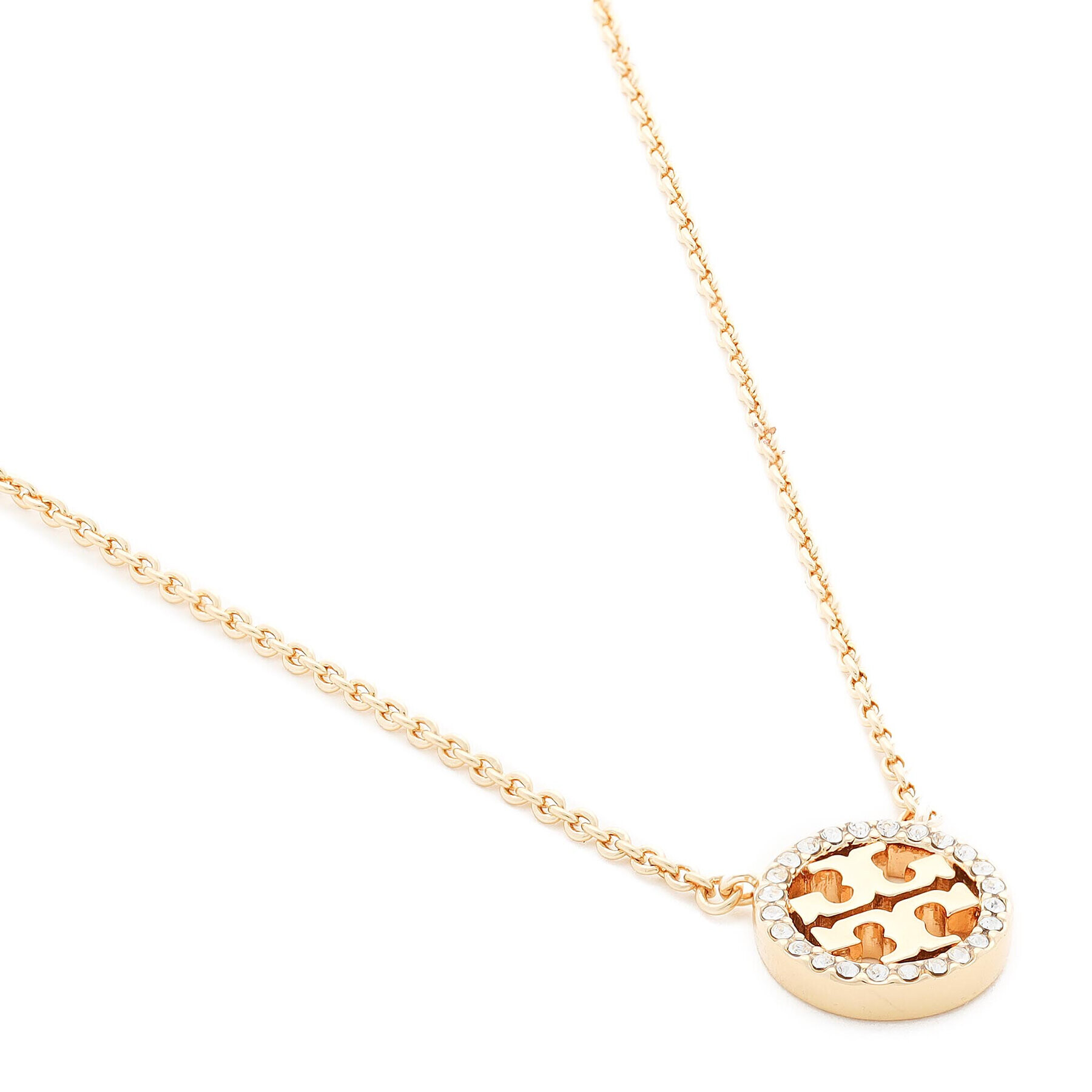 Tory Burch Colier Crystal Logo Delicate Necklace 53420 Auriu - Pled.ro