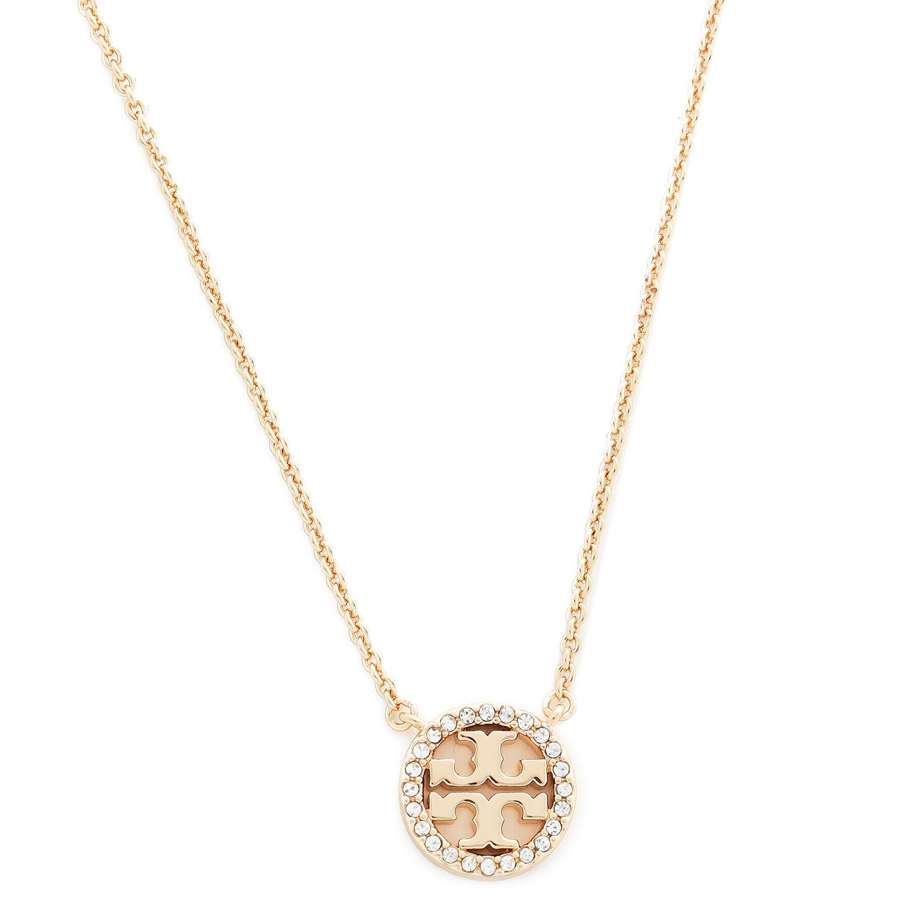 Tory Burch Colier Crystal Logo Delicate Necklace 53420 Auriu - Pled.ro