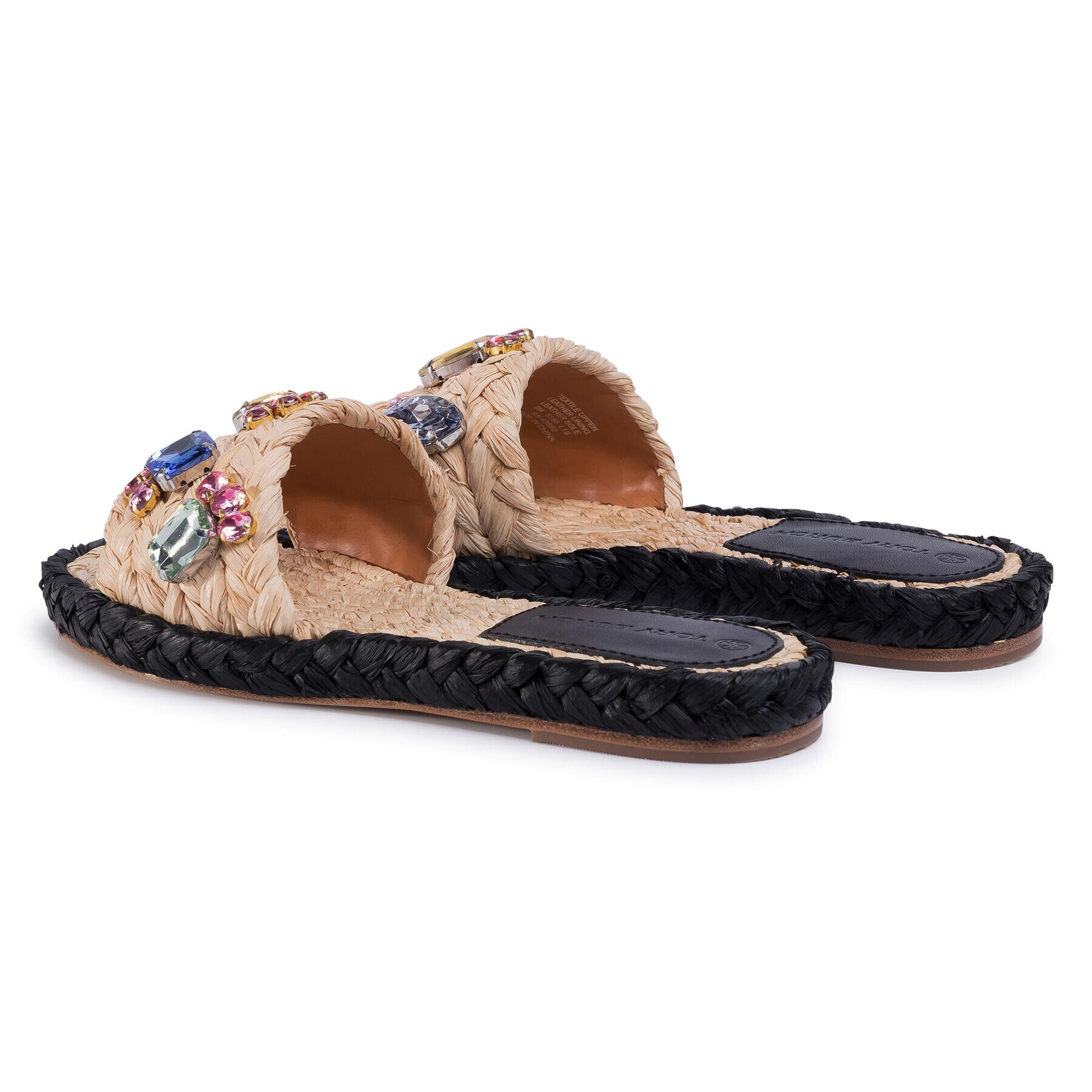 Tory Burch Espadrile Crystal Raffia Slide Raffia 63580 Bej - Pled.ro