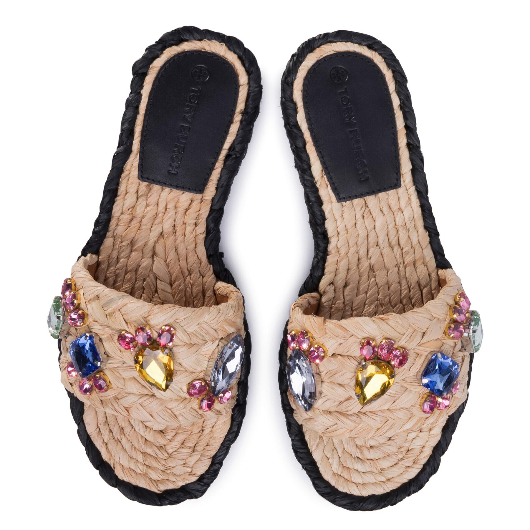 Tory Burch Espadrile Crystal Raffia Slide Raffia 63580 Bej - Pled.ro