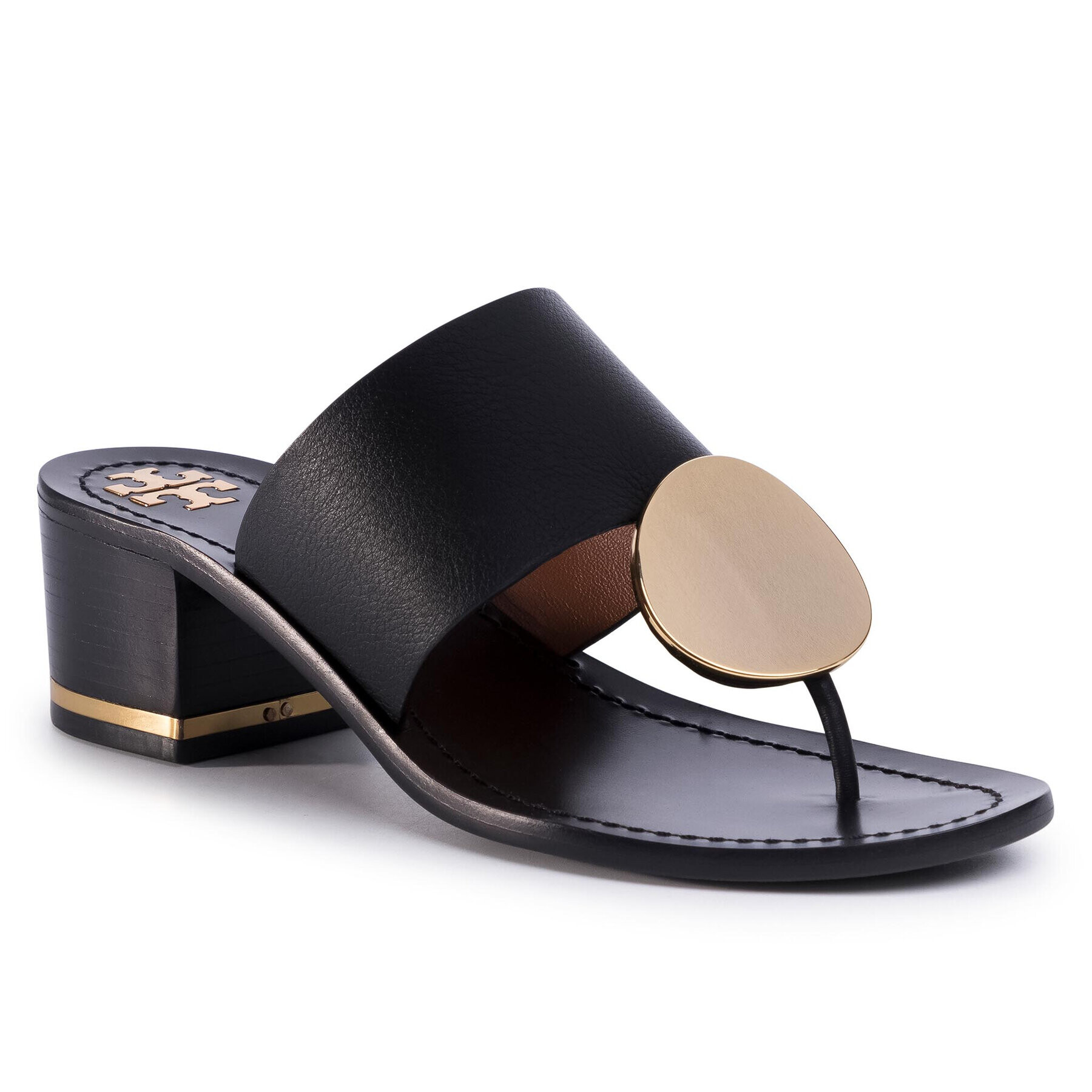 Tory Burch Flip flop Patos Disk 45mm Sandal Calf Leather 63575 Negru - Pled.ro