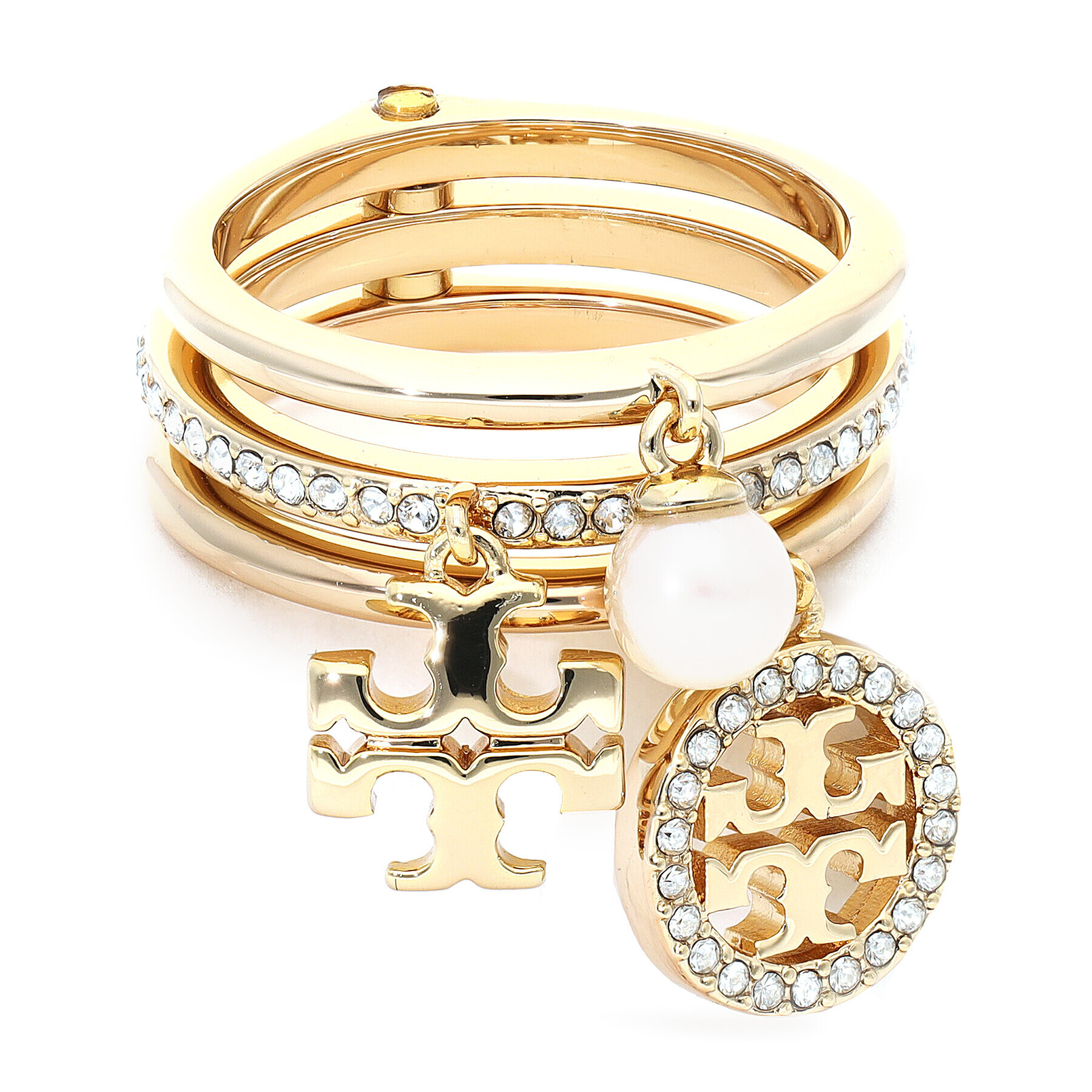 Tory Burch Inel Miller Pave Charm Ring 76348 Auriu - Pled.ro