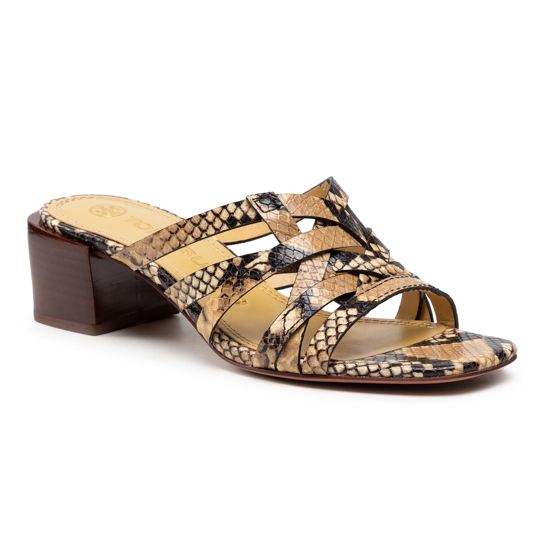 Tory Burch Șlapi Basketweave Block Heel 82834 Bej - Pled.ro