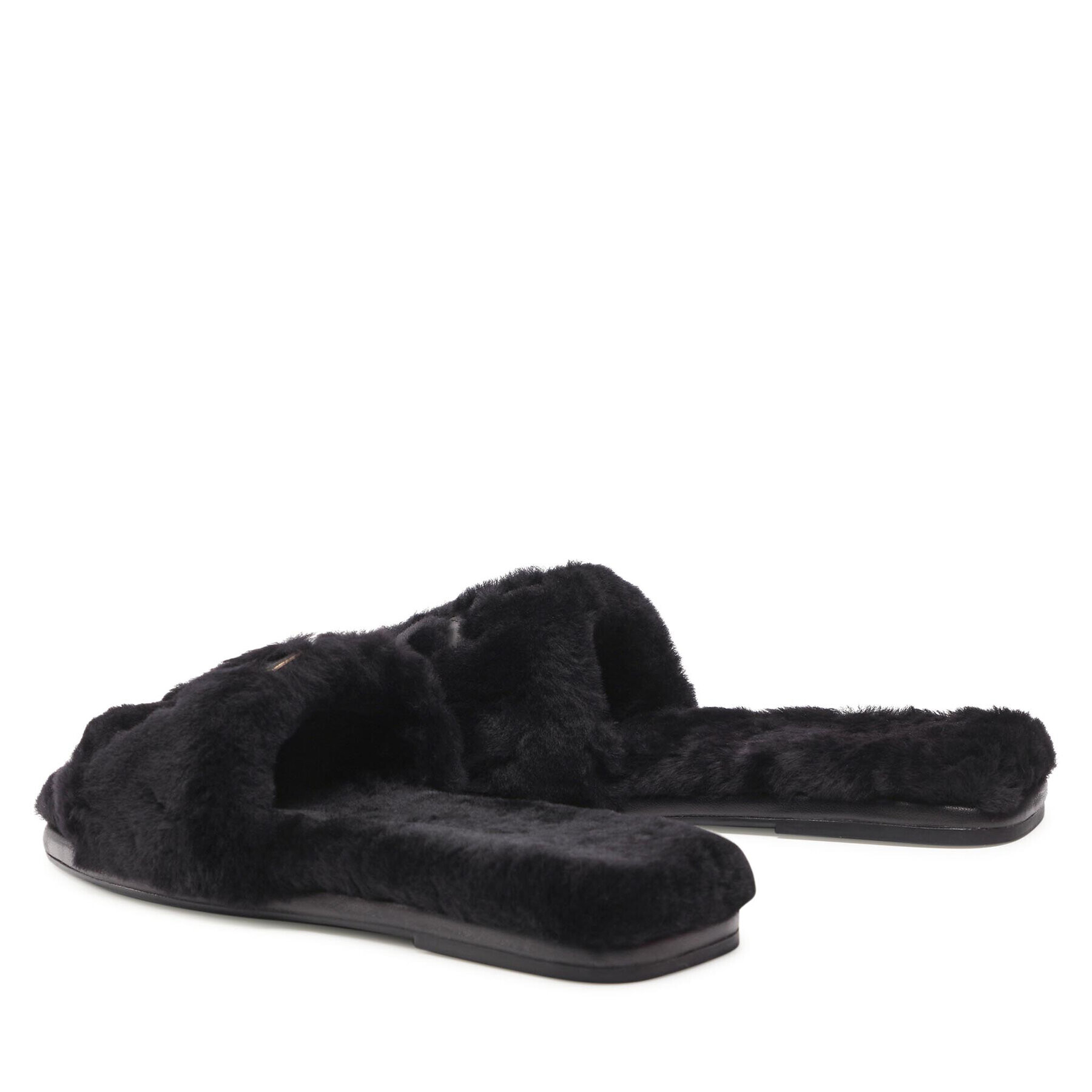 Tory Burch Șlapi Double T Shearling 83484 Negru - Pled.ro