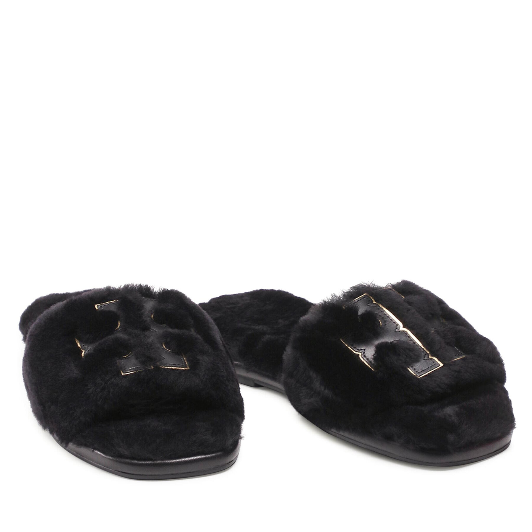 Tory Burch Șlapi Double T Shearling 83484 Negru - Pled.ro