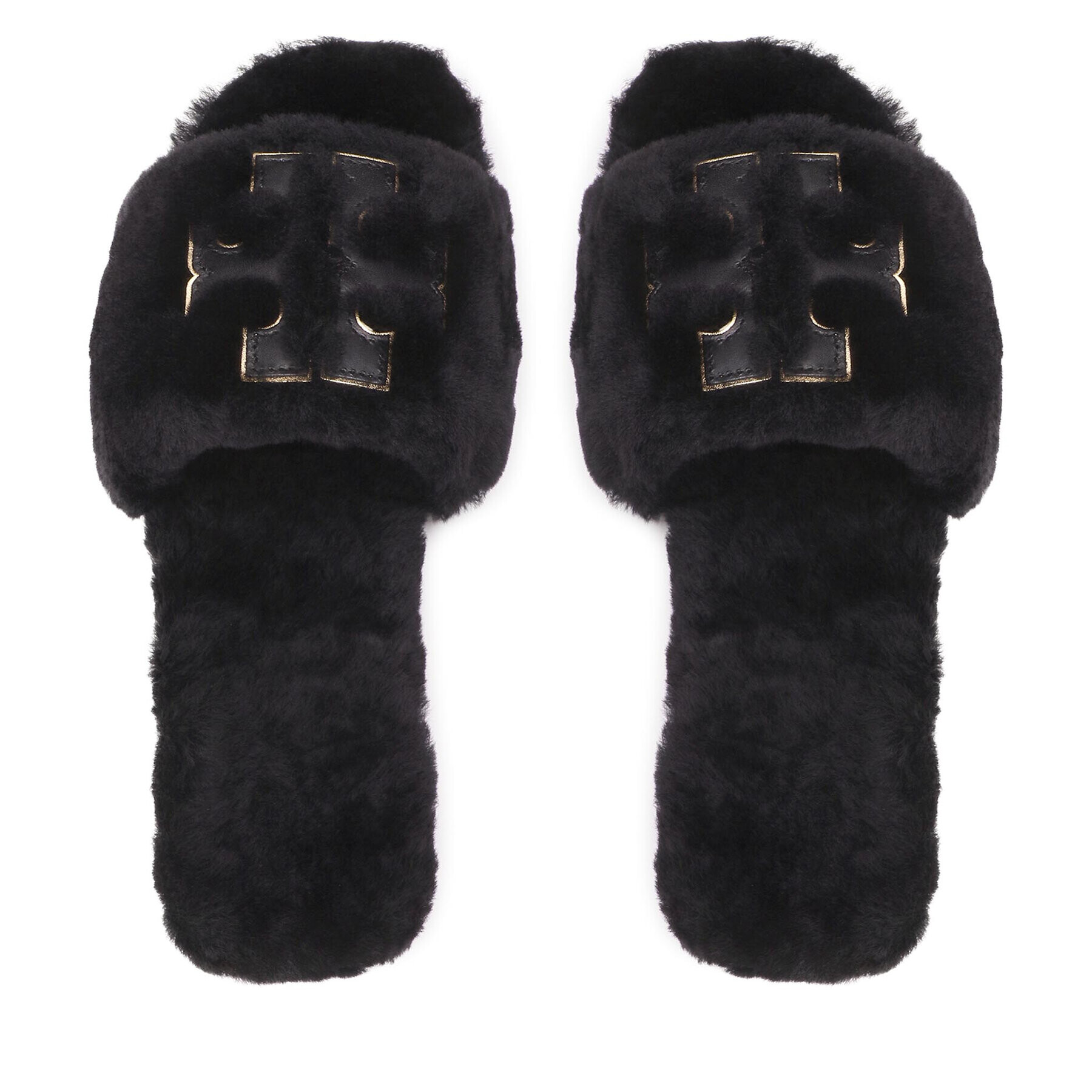 Tory Burch Șlapi Double T Shearling 83484 Negru - Pled.ro