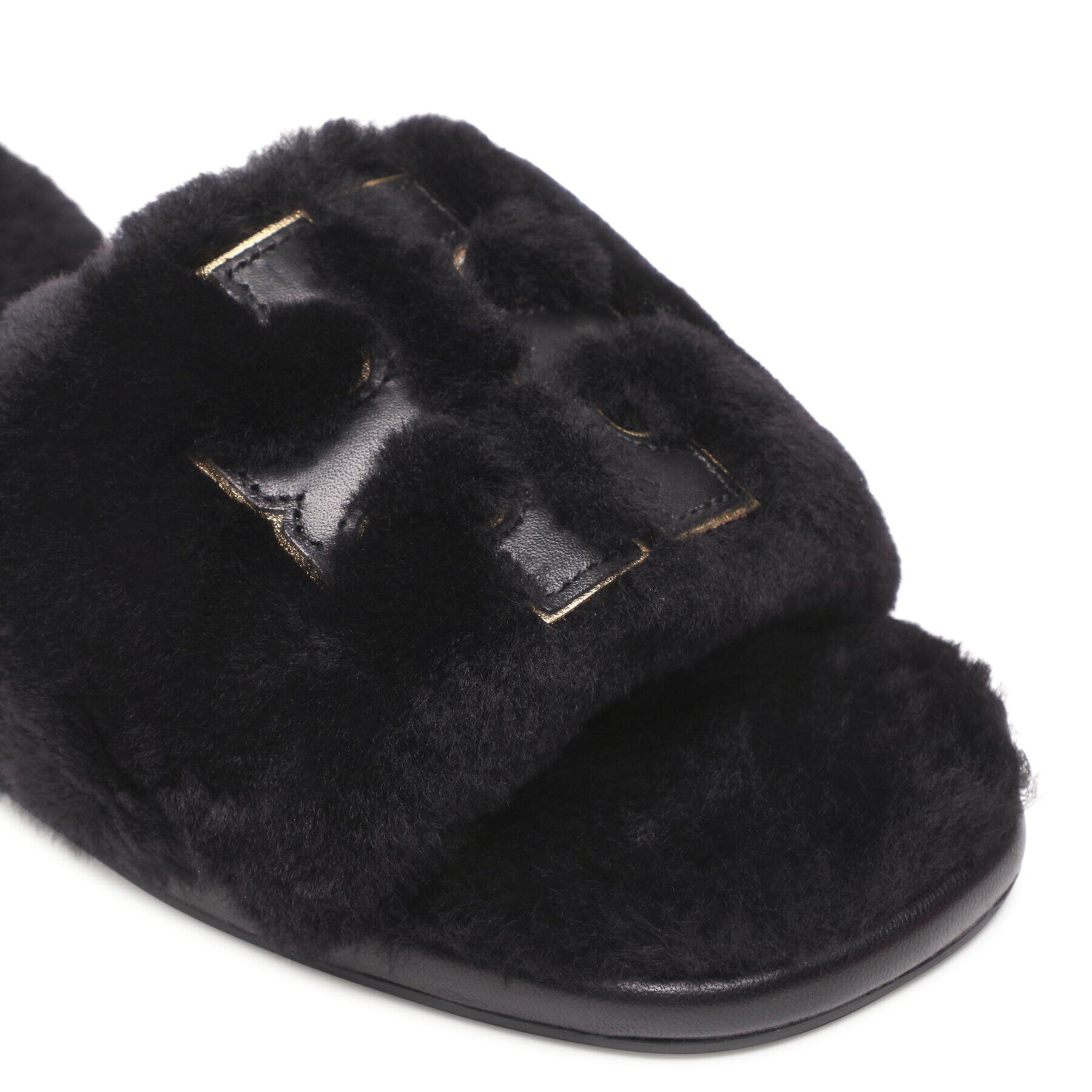 Tory Burch Șlapi Double T Shearling 83484 Negru - Pled.ro