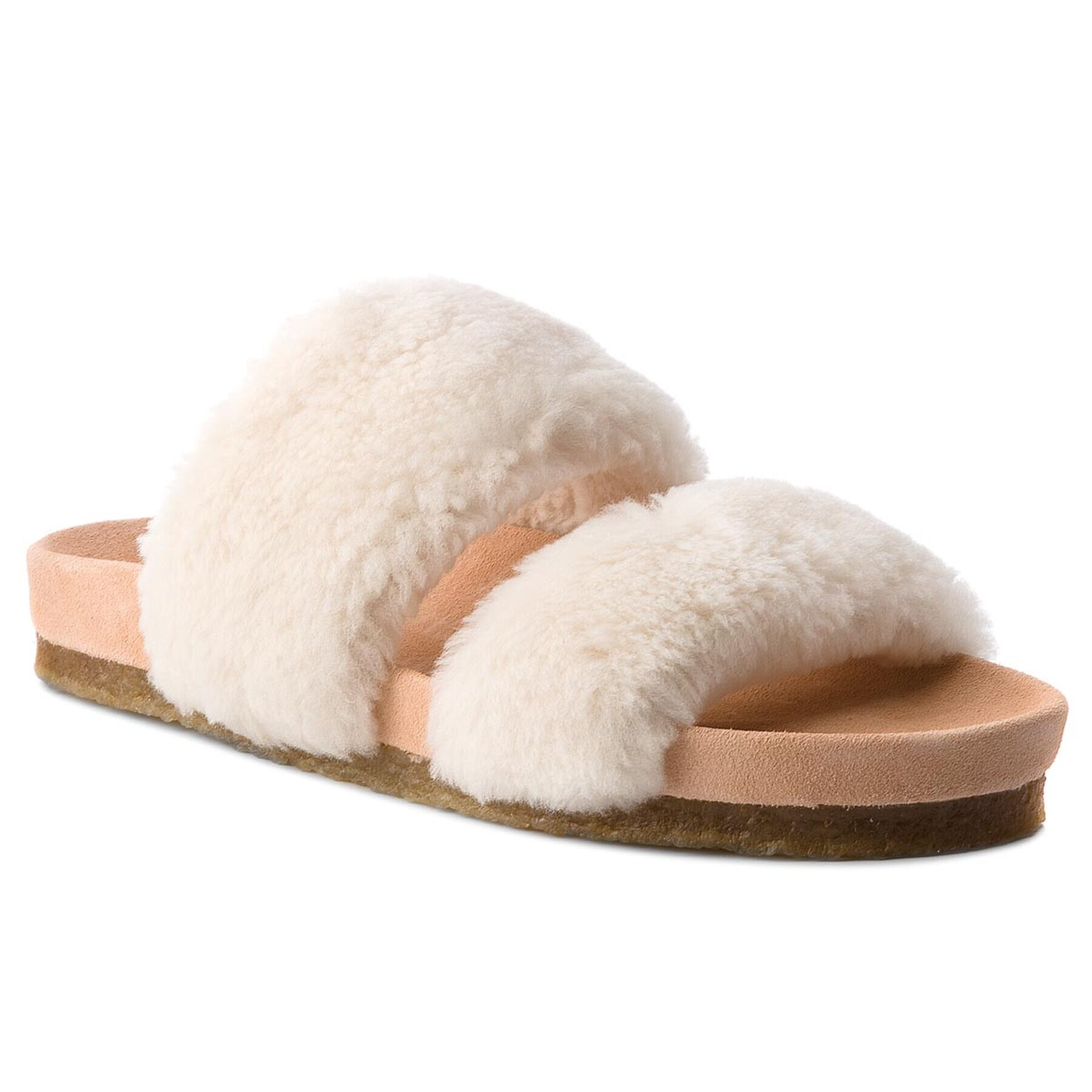 Tory Burch Șlapi Sheldon Shearling Two 50166 Alb - Pled.ro