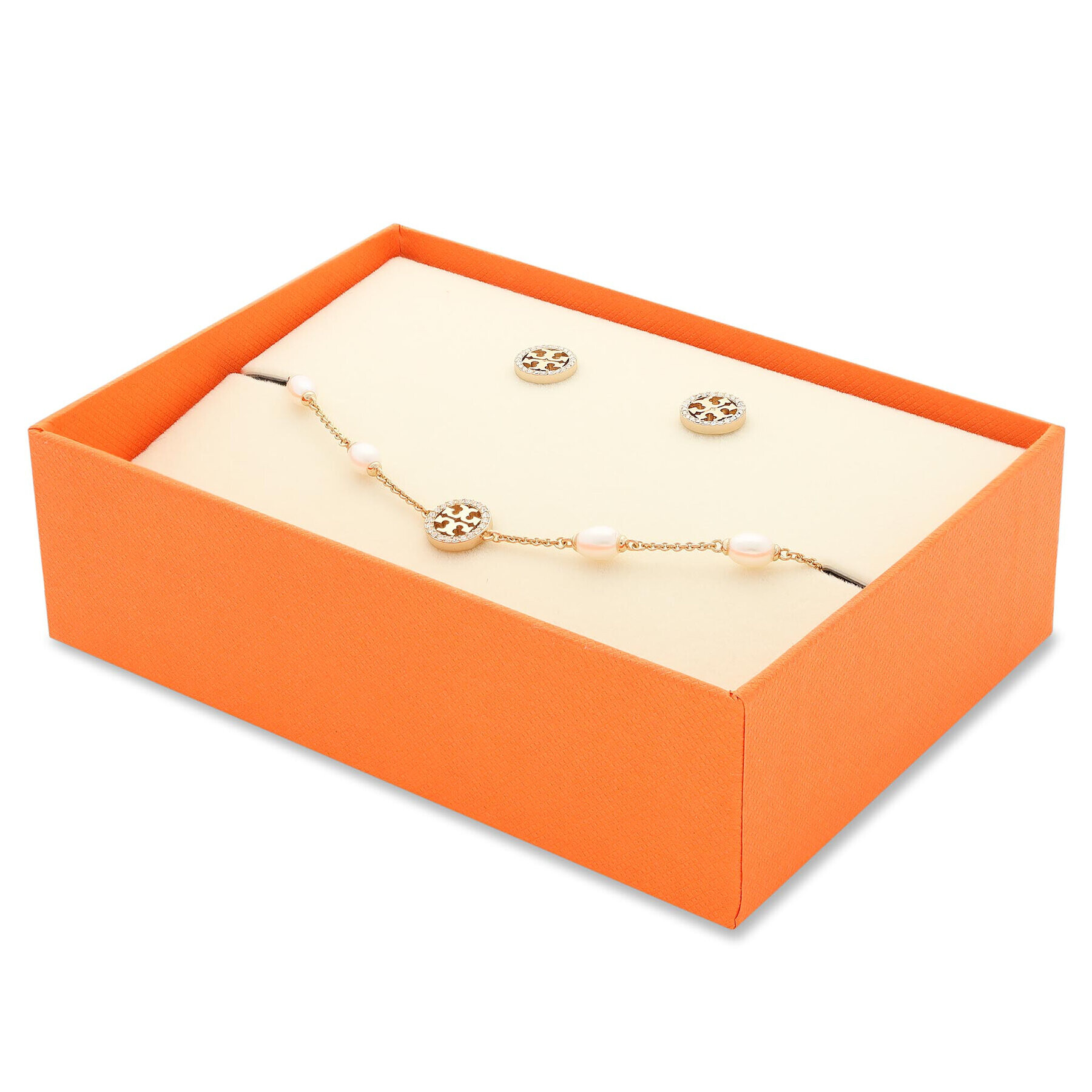 Tory Burch Set brățară și cercei Miller Pave Bracelet And Stud Earring Set 80319 Auriu - Pled.ro