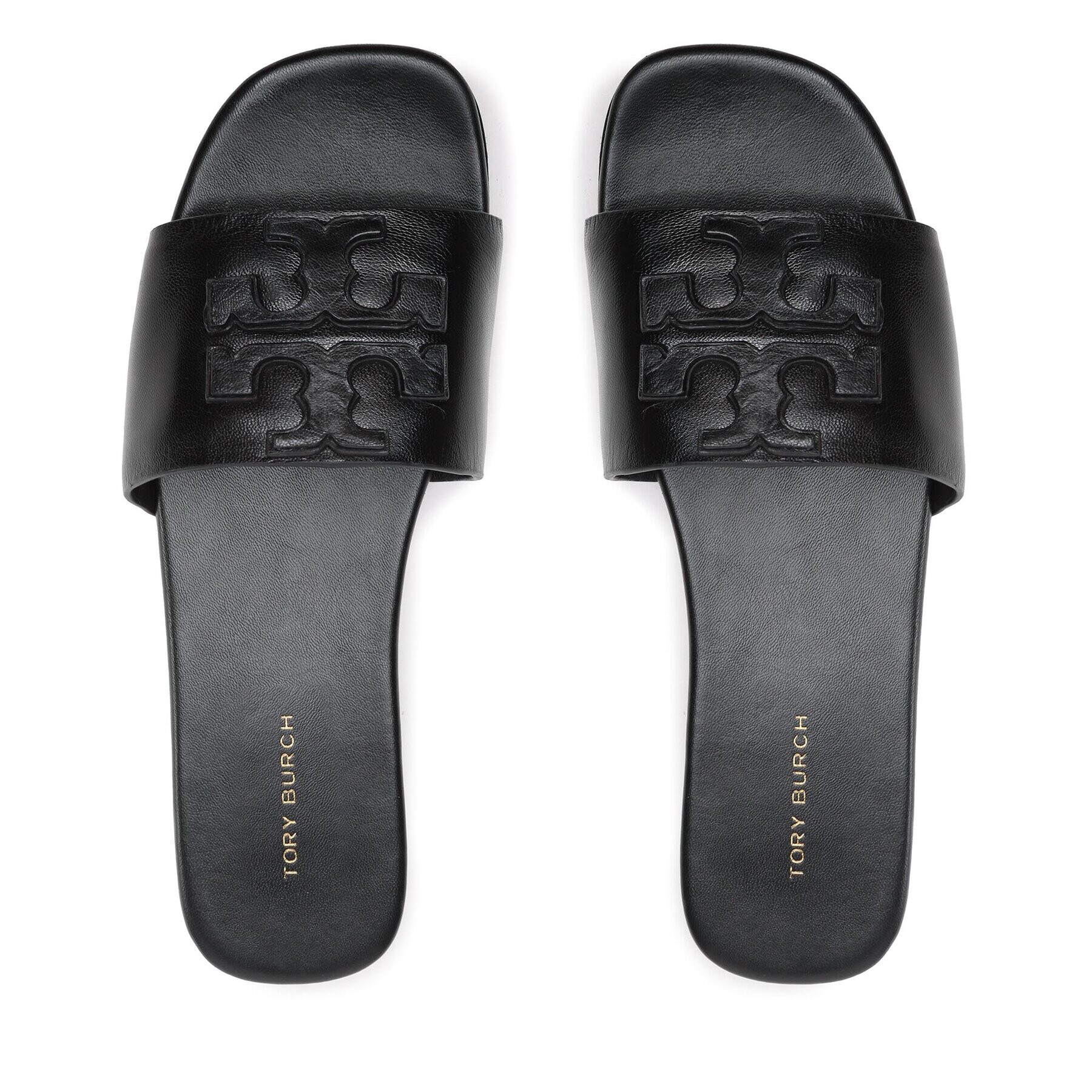 Tory Burch Șlapi Double Stack Logo Slide 149466 Negru - Pled.ro