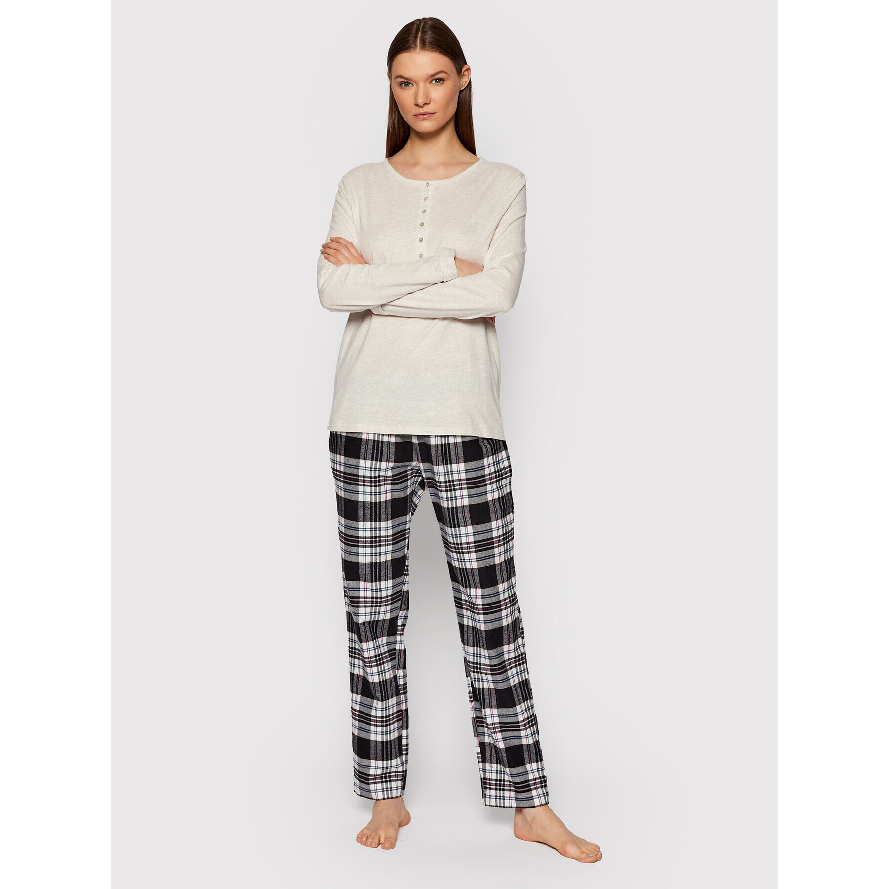 Triumph Cămașă pijama Mix & Match 10209572 Bej Regular Fit - Pled.ro