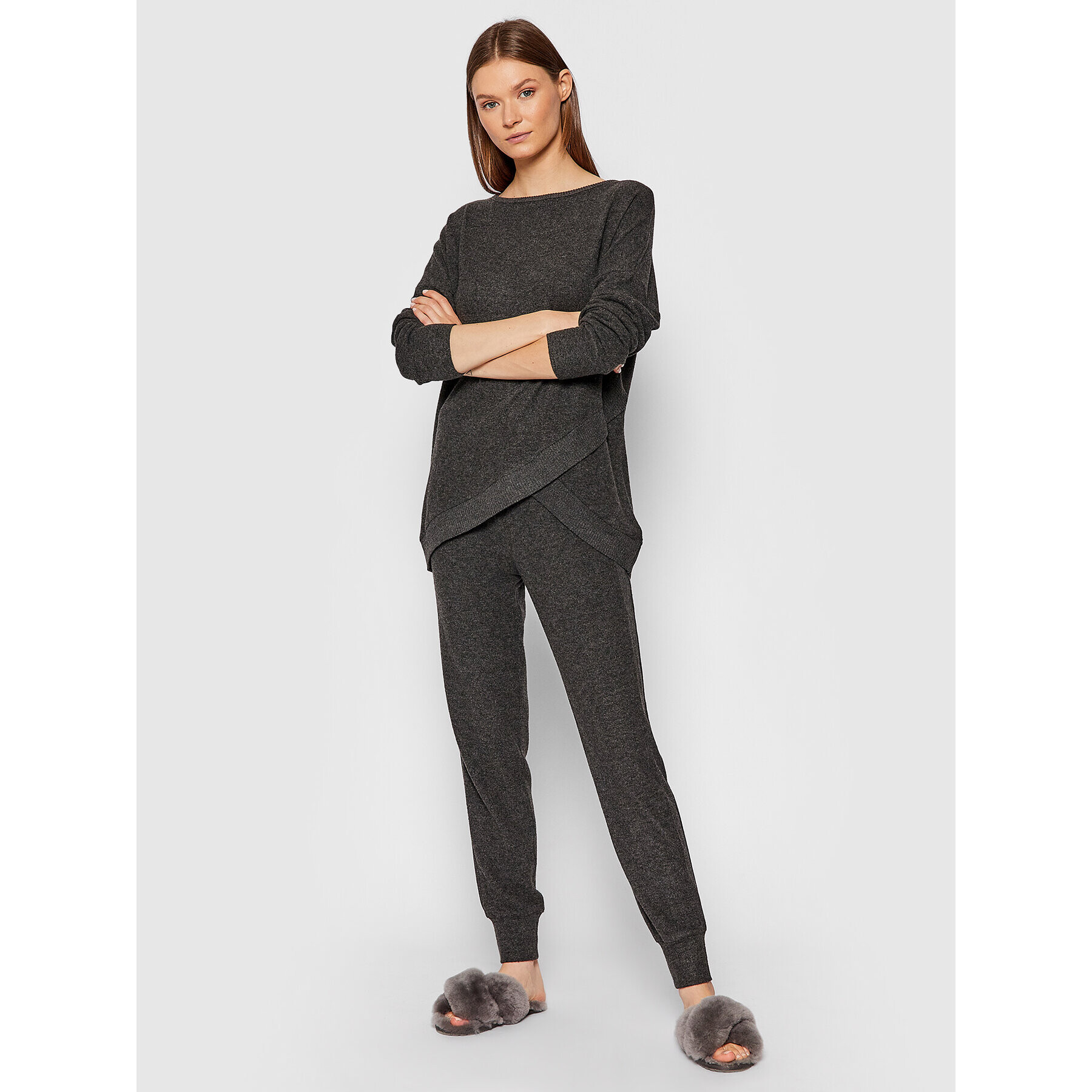 Triumph Cămașă pijama Thermal 10206024 Gri Relaxed Fit - Pled.ro