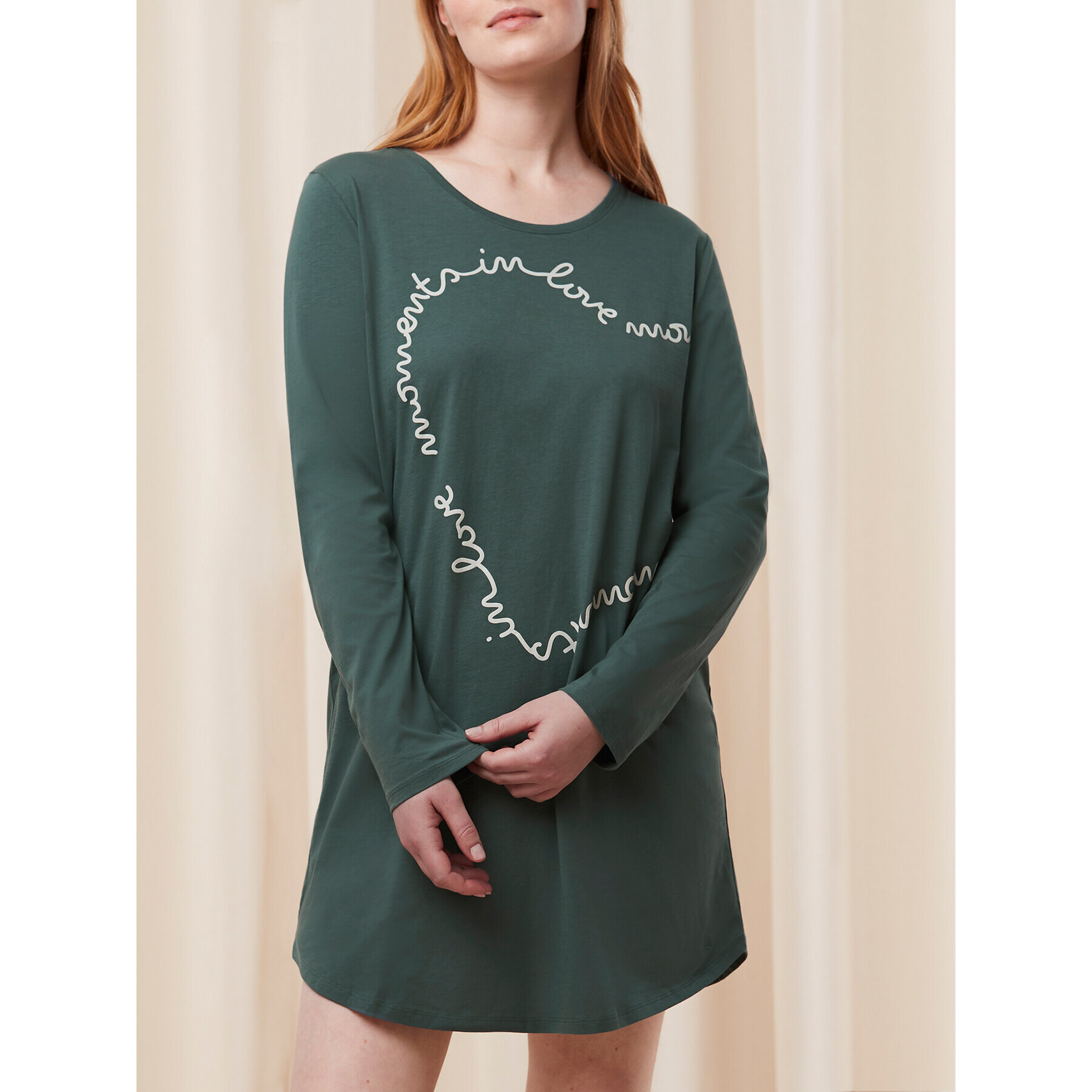 Triumph Cămașă de noapte Nightdresses NDK 03 LSL X 10216556 Verde - Pled.ro