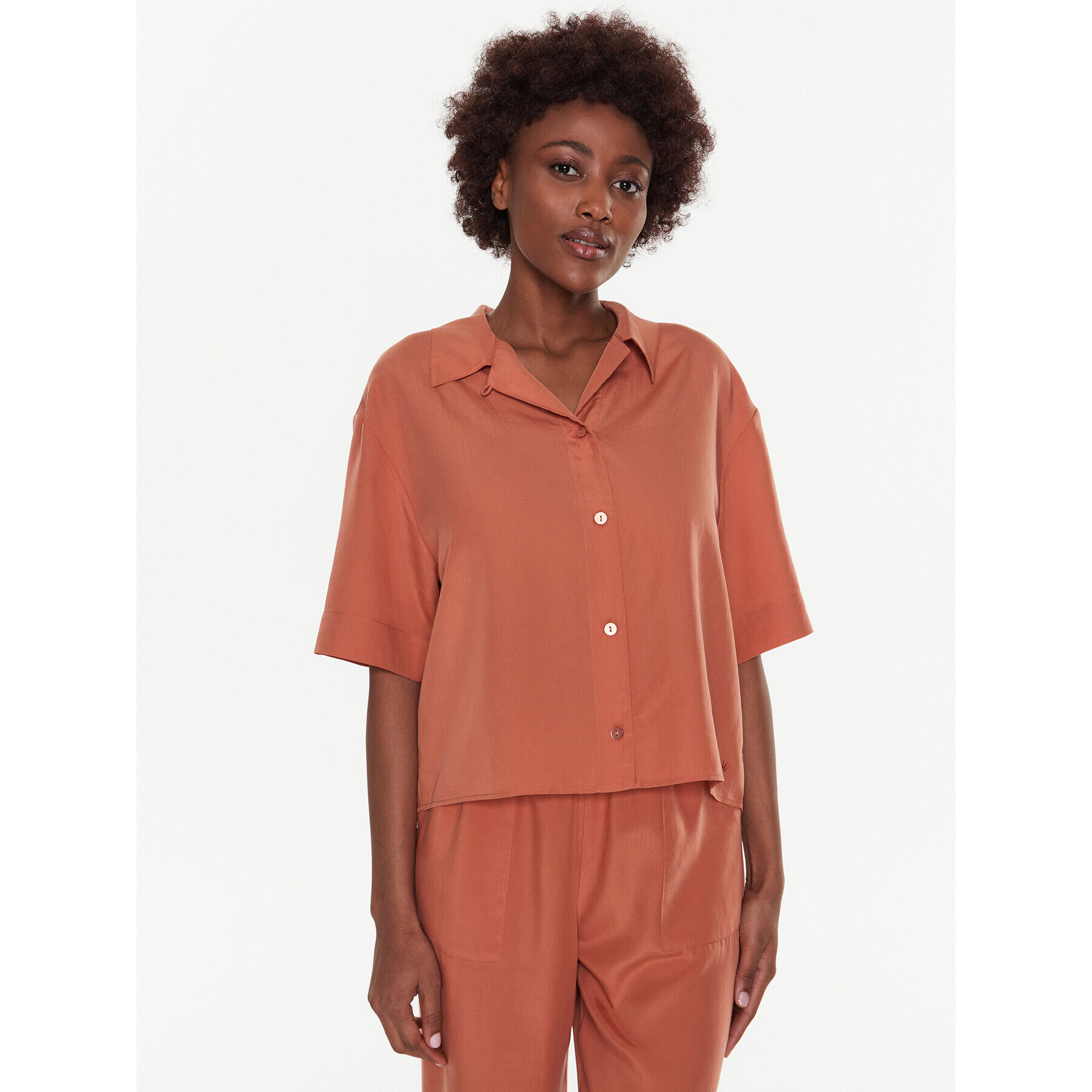 Triumph Cămașă pijama Boyfriend MyWear 10214831 Portocaliu Oversize - Pled.ro