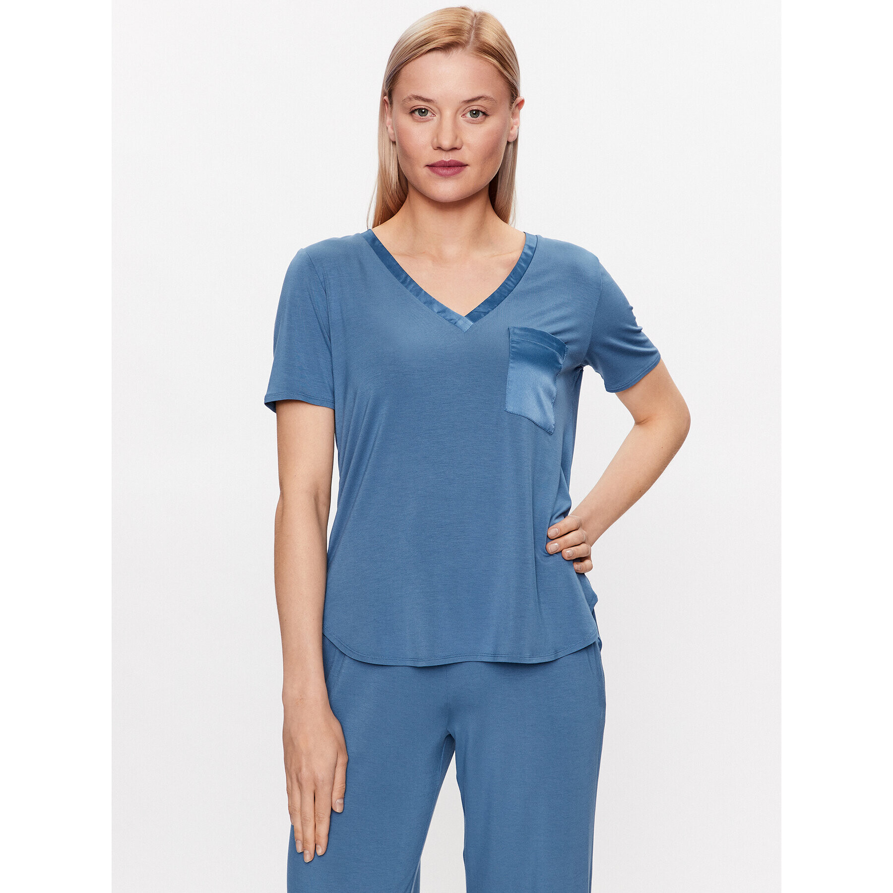 Triumph Cămașă pijama Climate Aloe 10214846 Albastru Regular Fit - Pled.ro