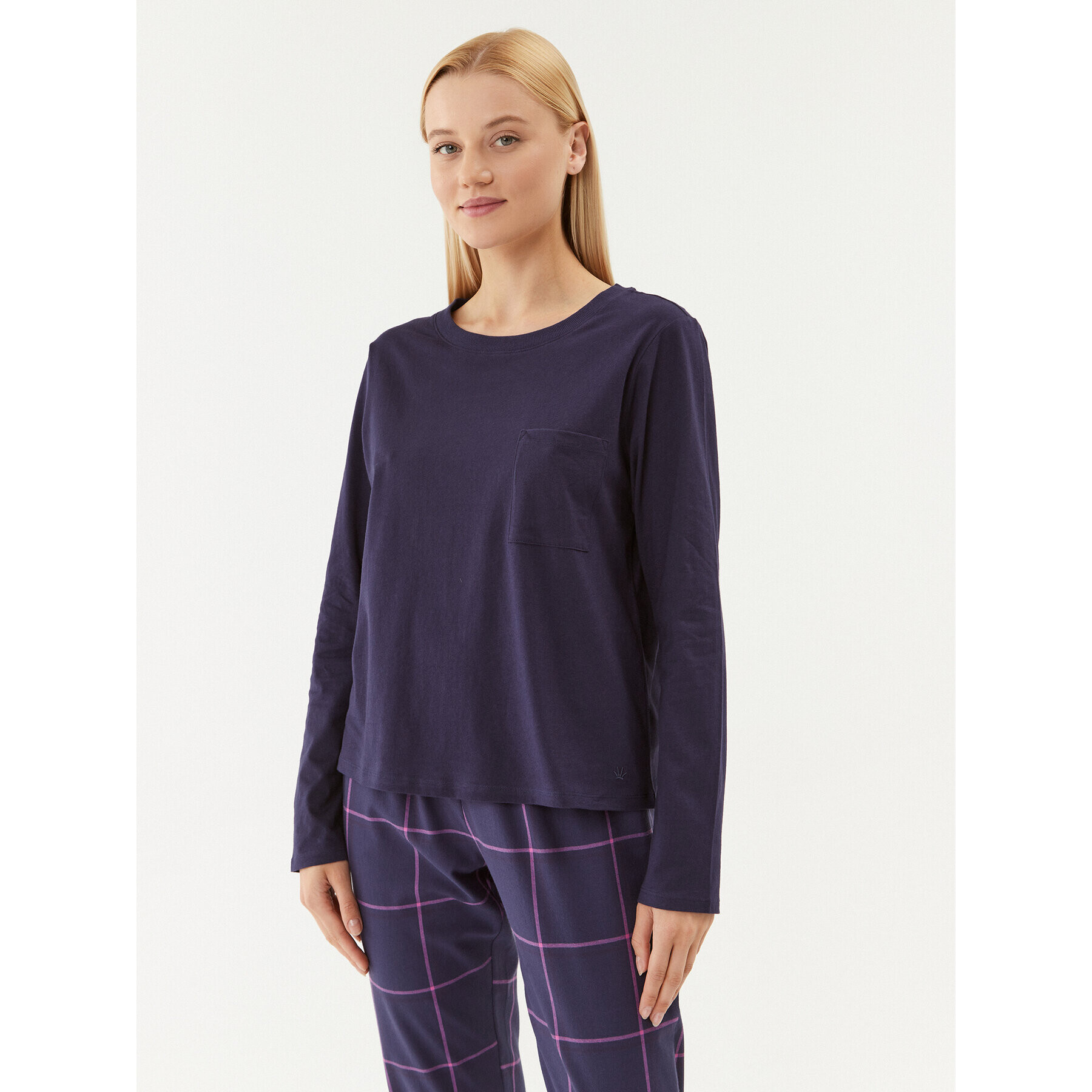 Triumph Cămașă pijama Mix & Match LSL Top Chest Pocket 03 10216519 Bleumarin Regular Fit - Pled.ro