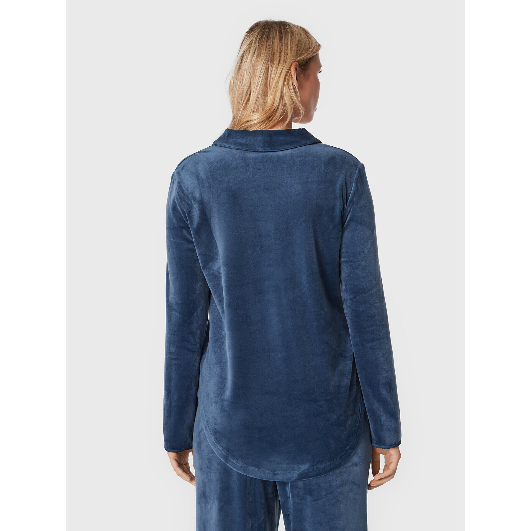 Triumph Cămașă pijama Mix & Match Velour 10213389 Bleumarin Boyfriend Fit - Pled.ro