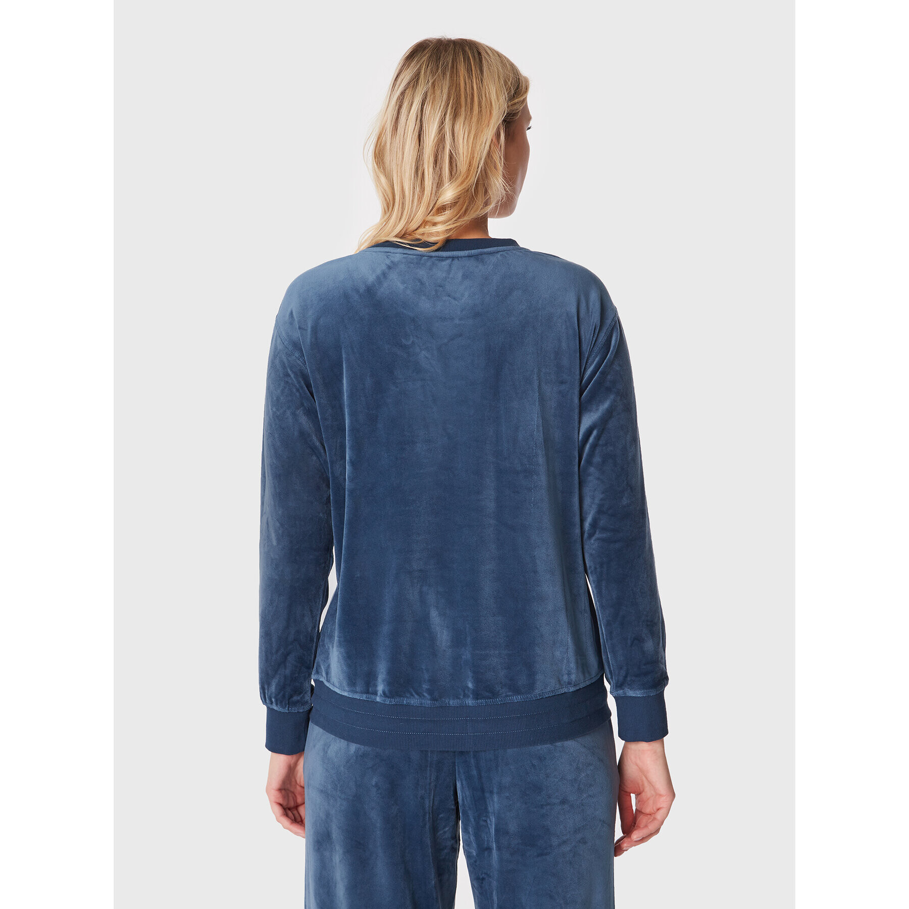 Triumph Cămașă pijama Mix & Match Velour 10213406 Bleumarin Relaxed Fit - Pled.ro