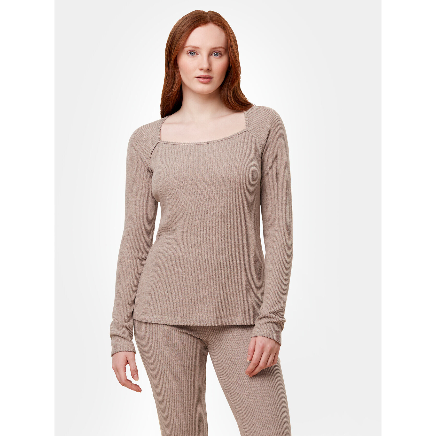 Triumph Cămașă pijama Thermal MyWear Top LSL 10216551 Bej Regular Fit - Pled.ro