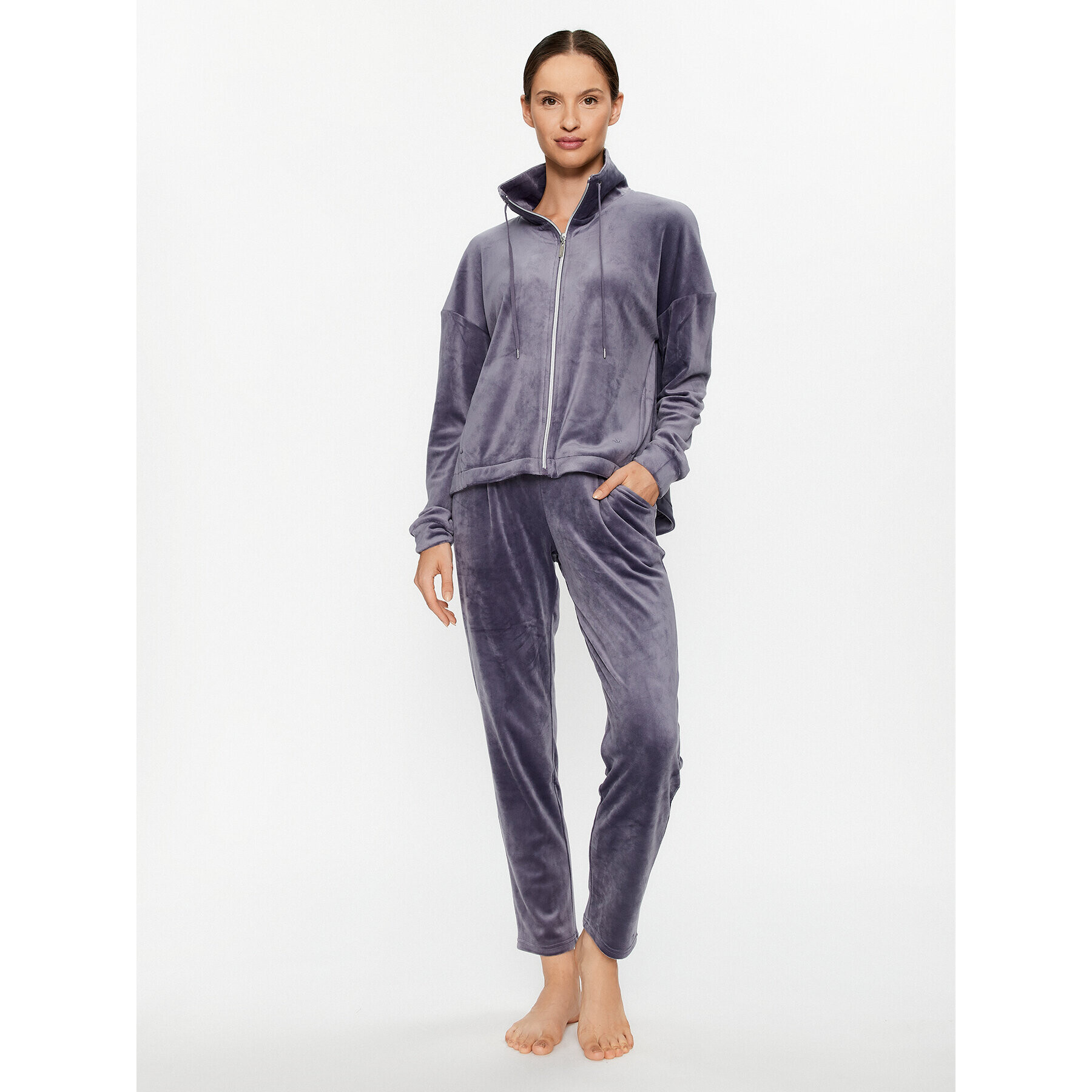 Triumph Pantaloni pijama Cozy Comfort Velour Trousers 10216539 Gri Regular Fit - Pled.ro