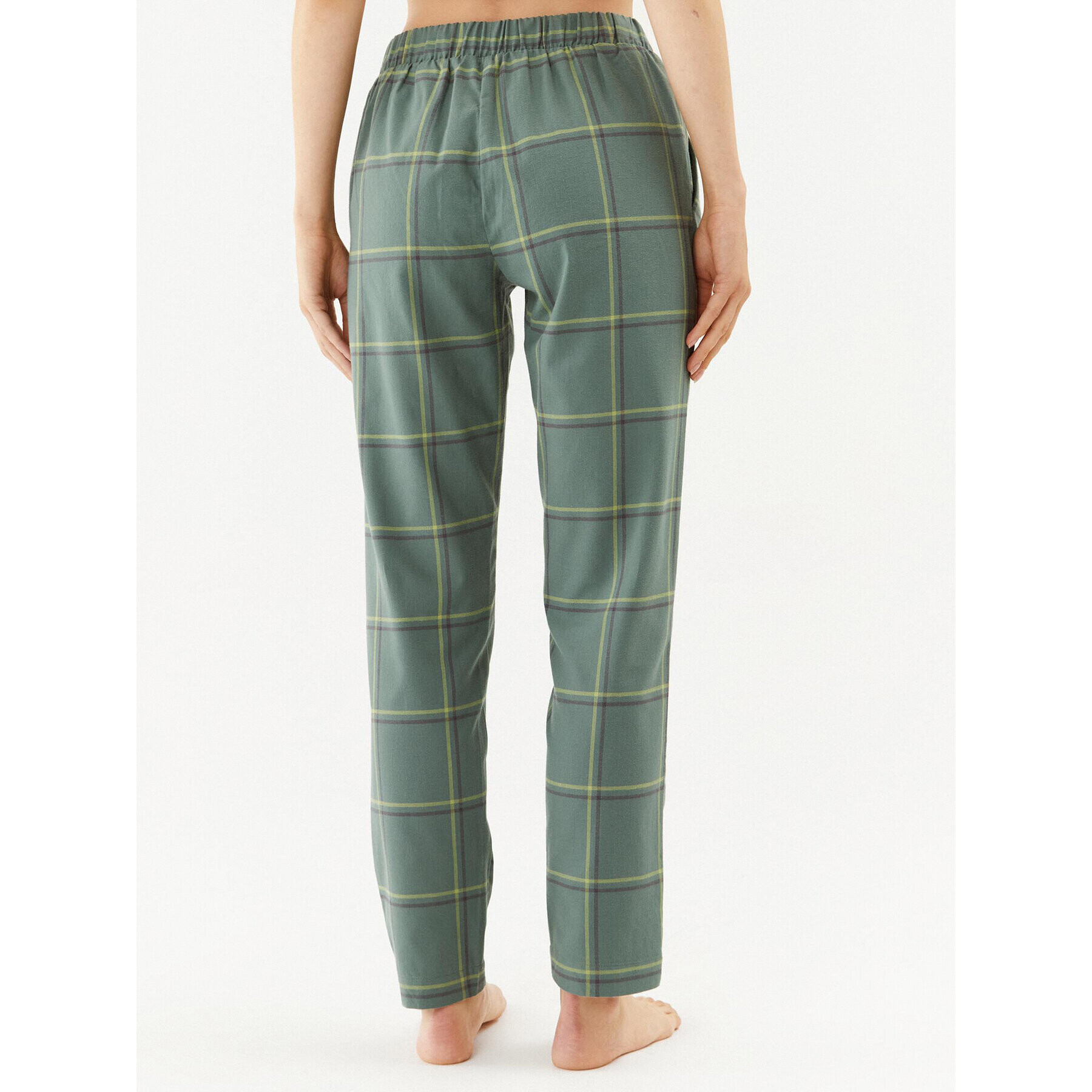 Triumph Pantaloni pijama Mix & Match Tapered Trouser Flannel 01 X 10216530 Verde Regular Fit - Pled.ro