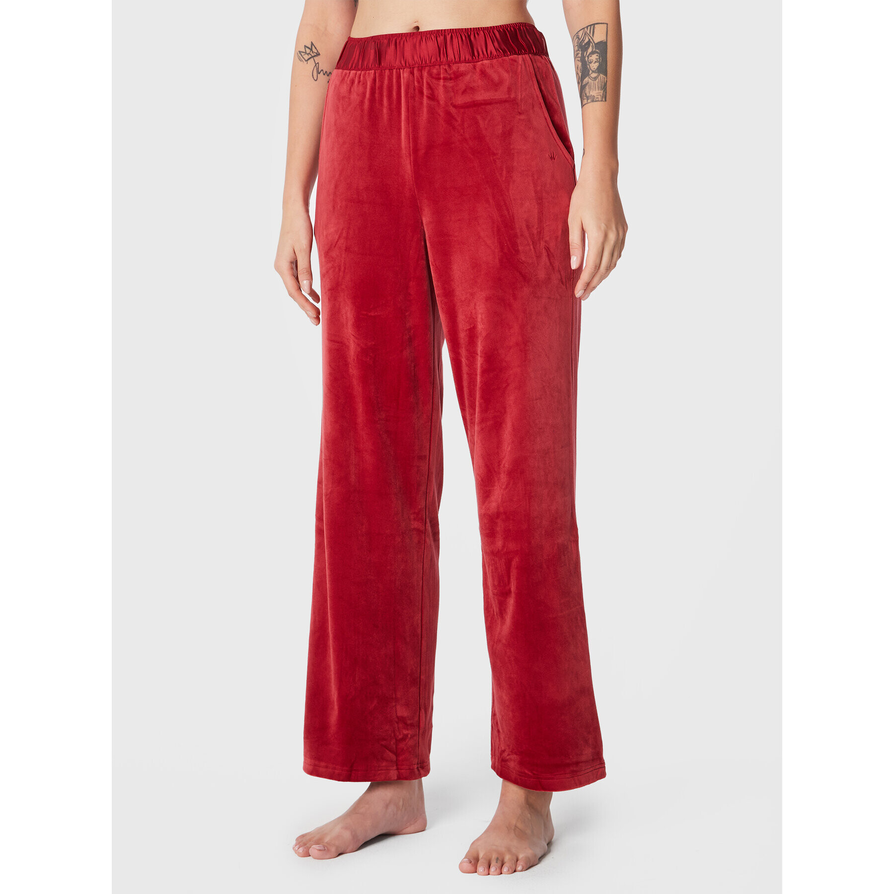 Triumph Pantaloni pijama Mix & Match Velour 10213411 Roșu Relaxed Fit - Pled.ro