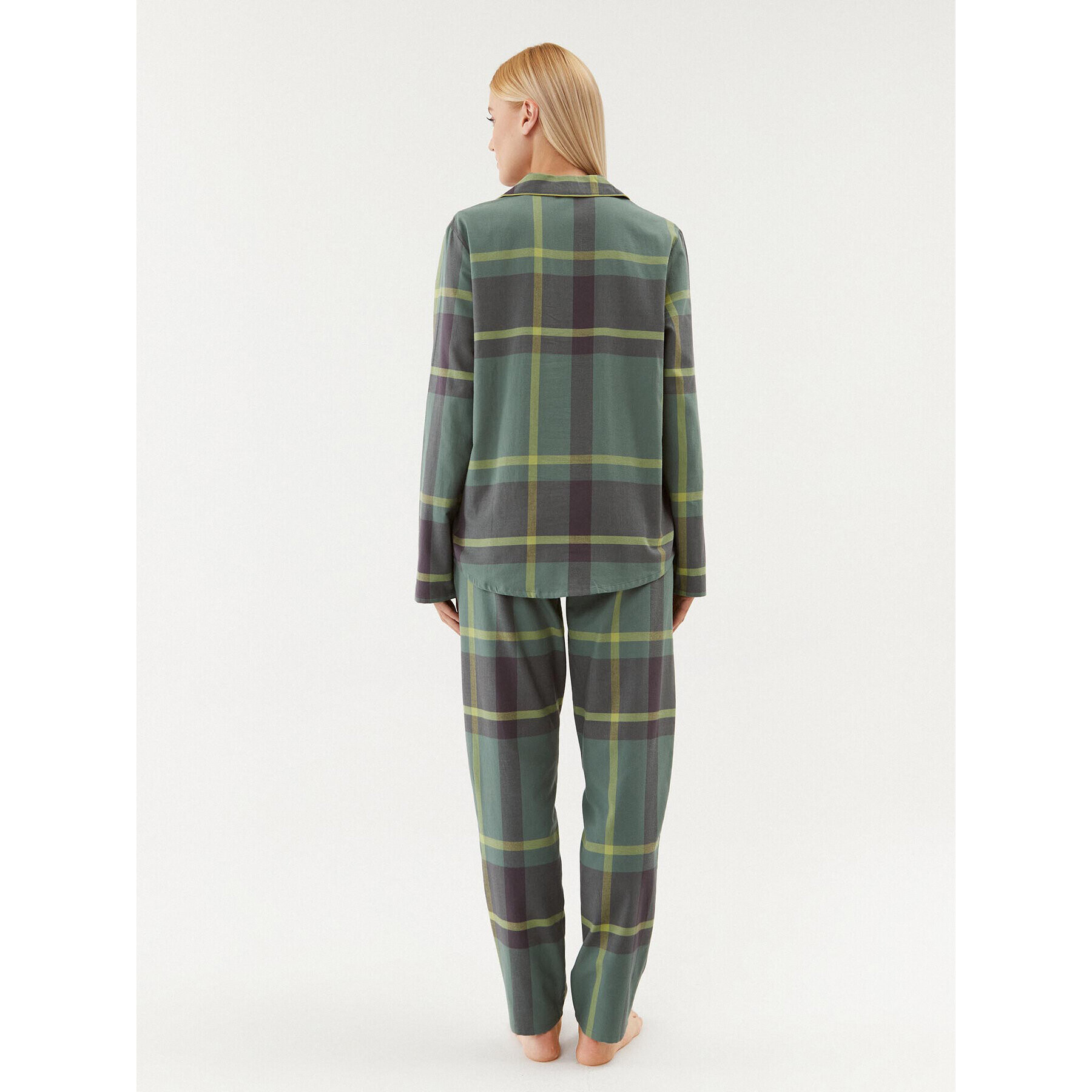 Triumph Pijama Boyfriend PW X Checks 10216554 Verde Relaxed Fit - Pled.ro