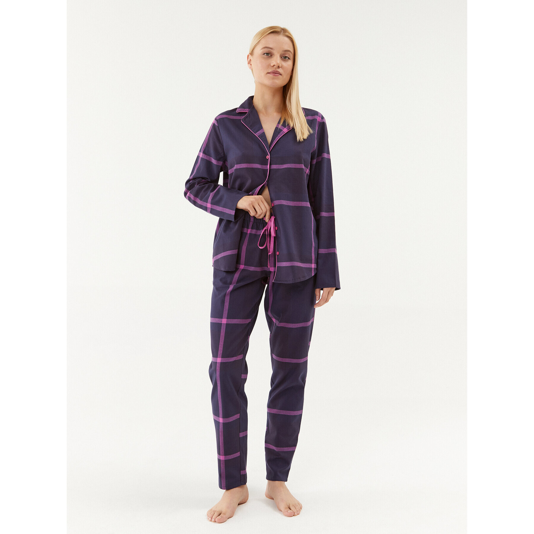 Triumph Pijama Checks 10216554 Bleumarin Relaxed Fit - Pled.ro