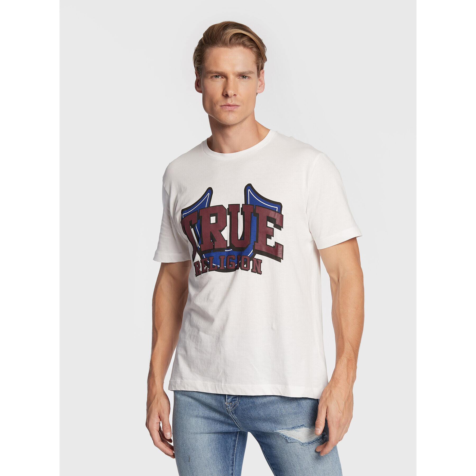 True Religion Tricou 106316 Alb Regular Fit - Pled.ro