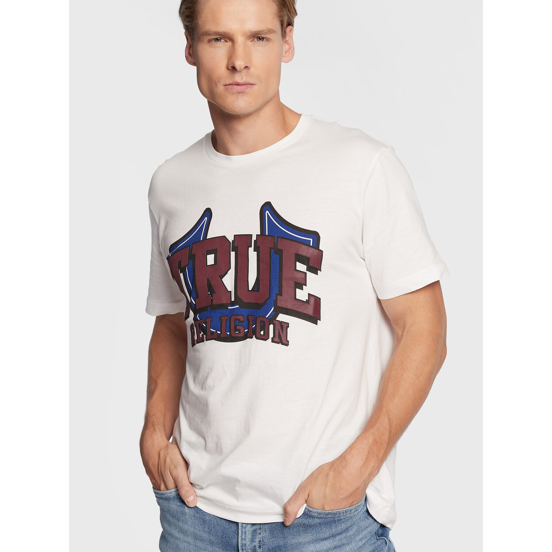 True Religion Tricou 106316 Alb Regular Fit - Pled.ro