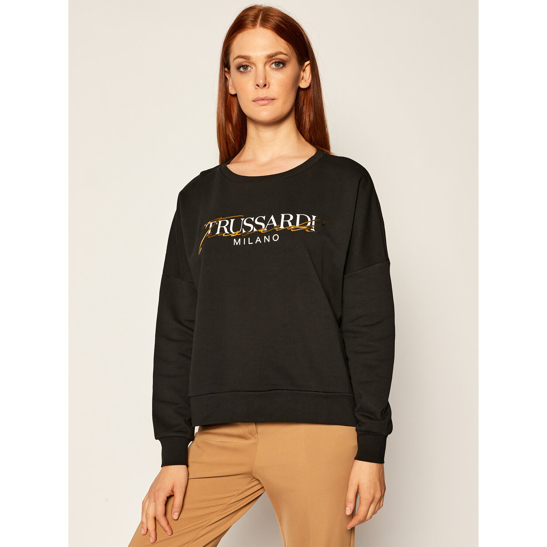 Trussardi Bluză 56F00103 Negru Over Fit - Pled.ro