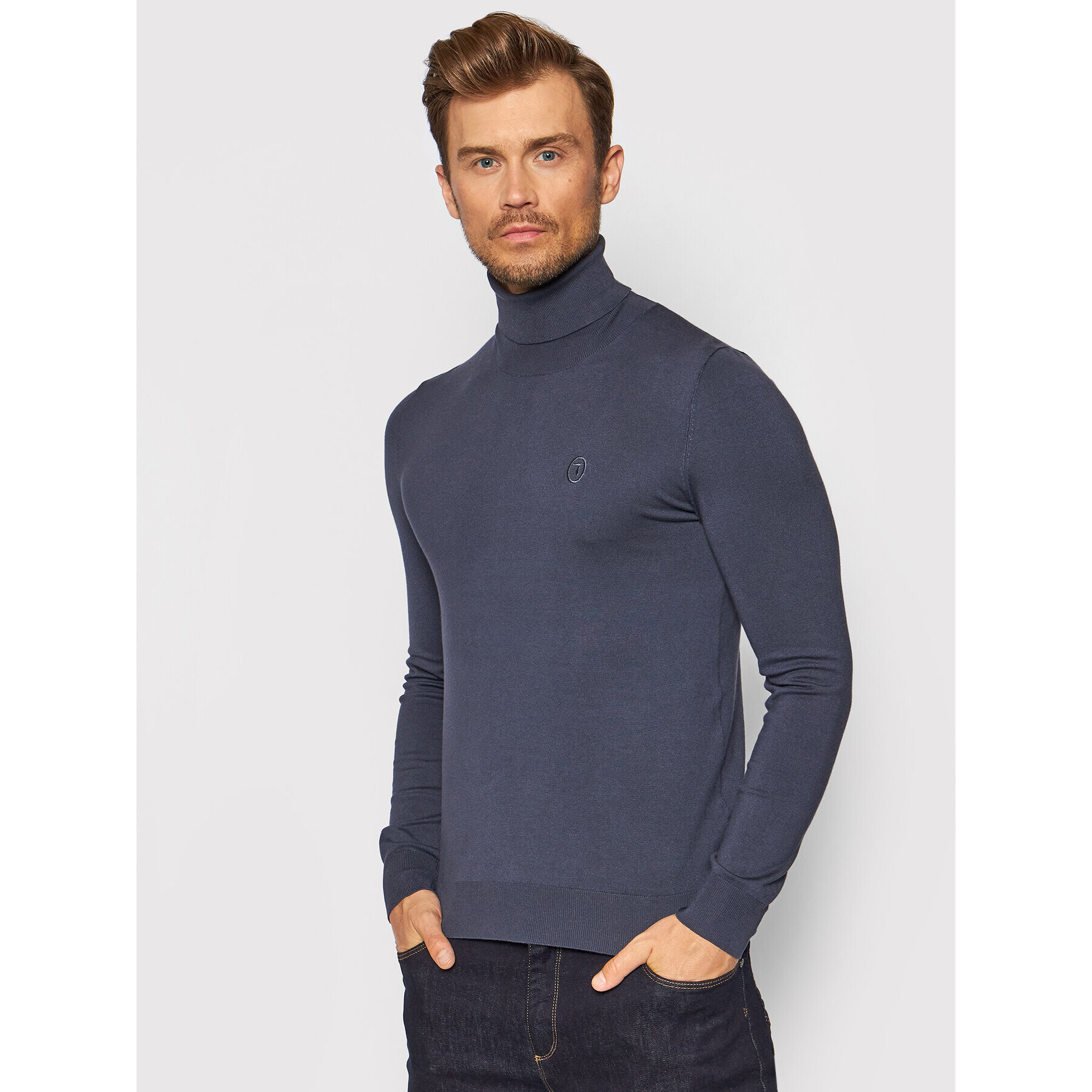 Trussardi Bluză cu gât 52M00516 Bleumarin Slim Fit - Pled.ro