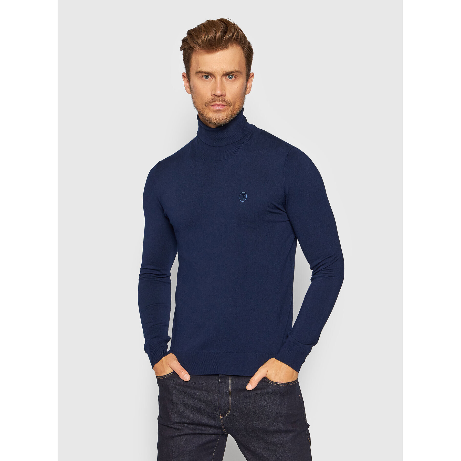 Trussardi Bluză cu gât 52M00516 Bleumarin Slim Fit - Pled.ro