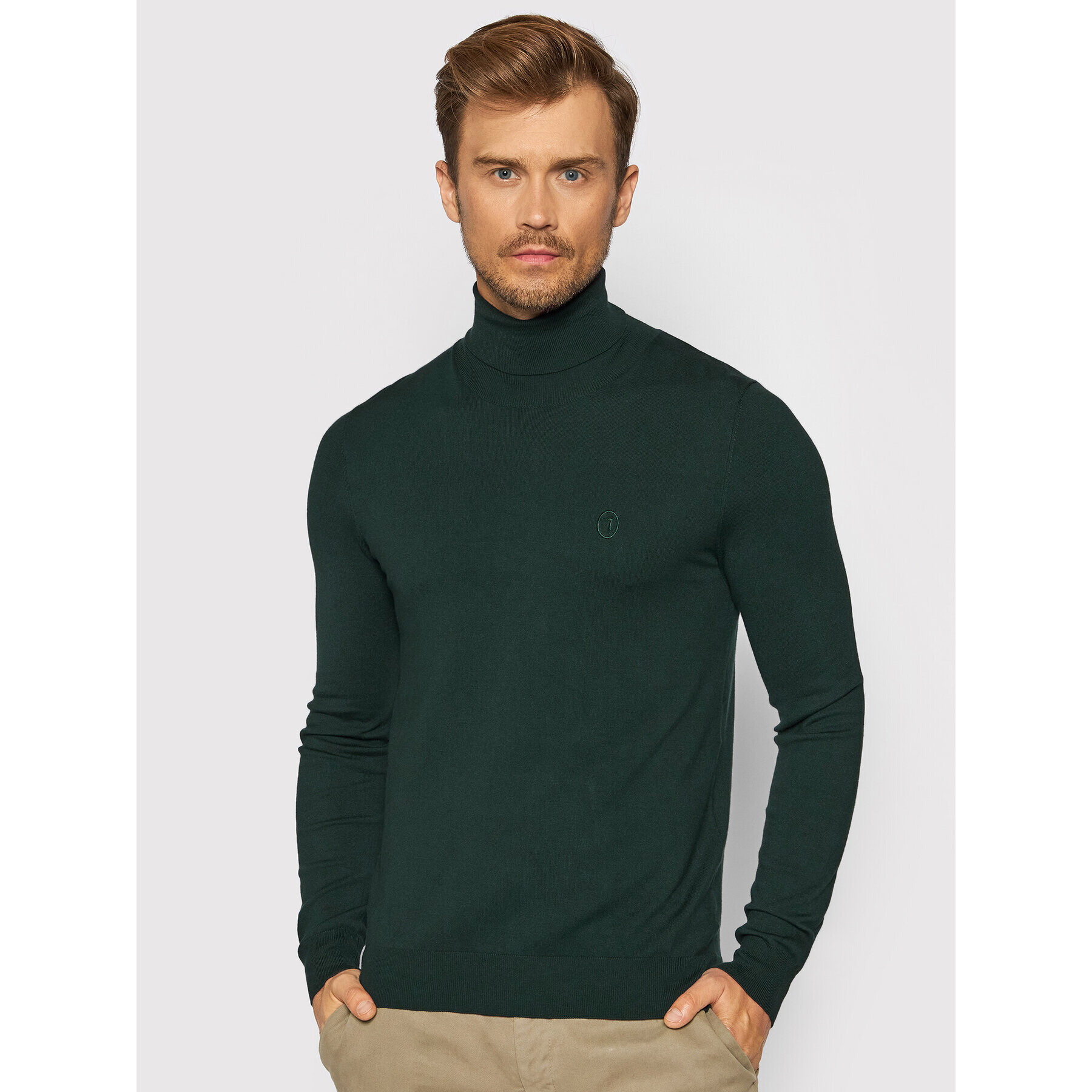 Trussardi Bluză cu gât 52M00516 Verde Slim Fit - Pled.ro