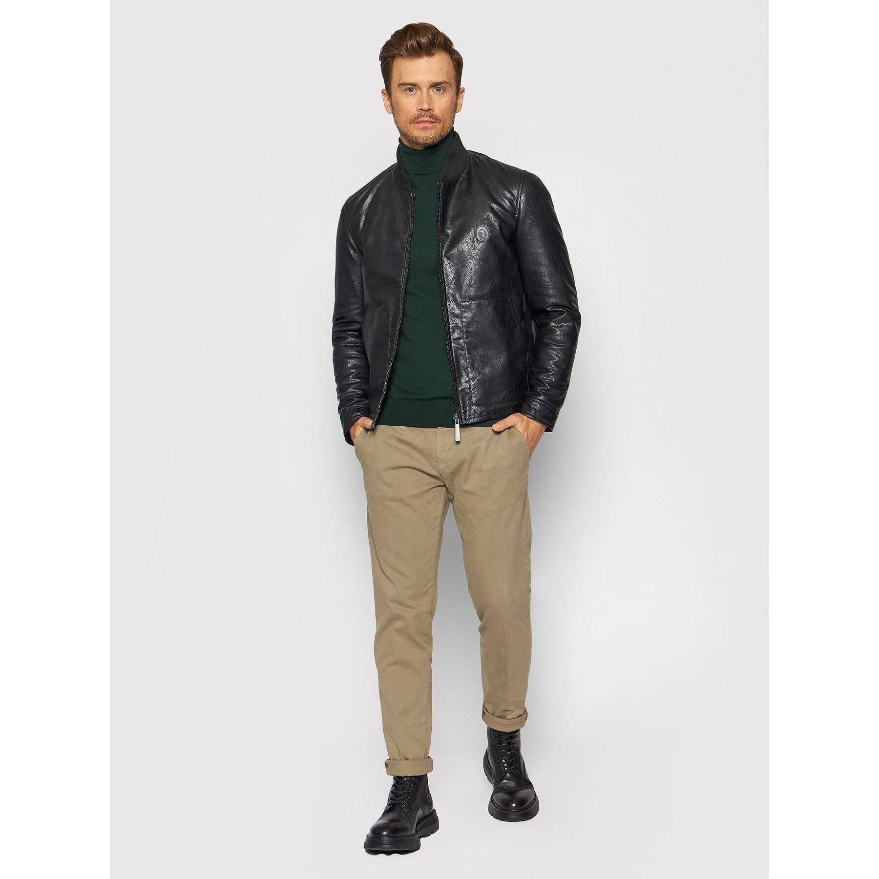 Trussardi Bluză cu gât 52M00516 Verde Slim Fit - Pled.ro