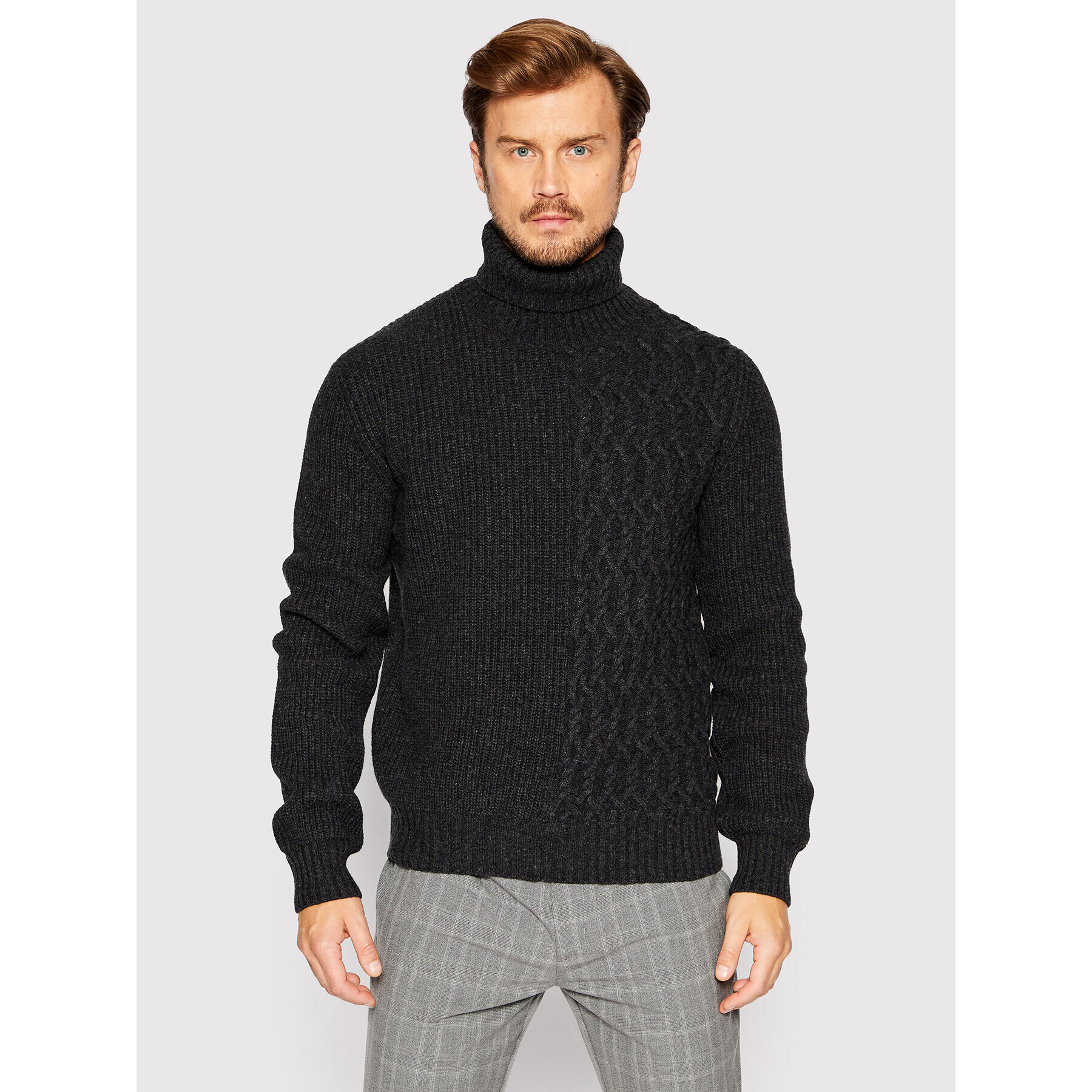 Trussardi Bluză cu gât 52M00623 Gri Regular Fit - Pled.ro