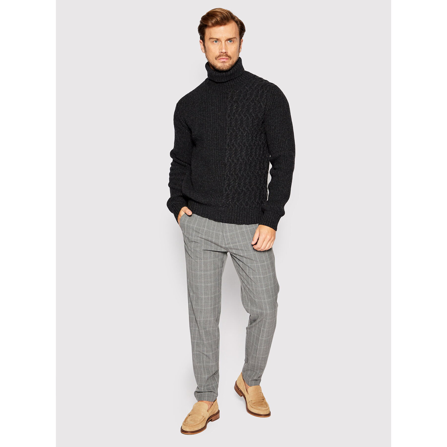 Trussardi Bluză cu gât 52M00623 Gri Regular Fit - Pled.ro