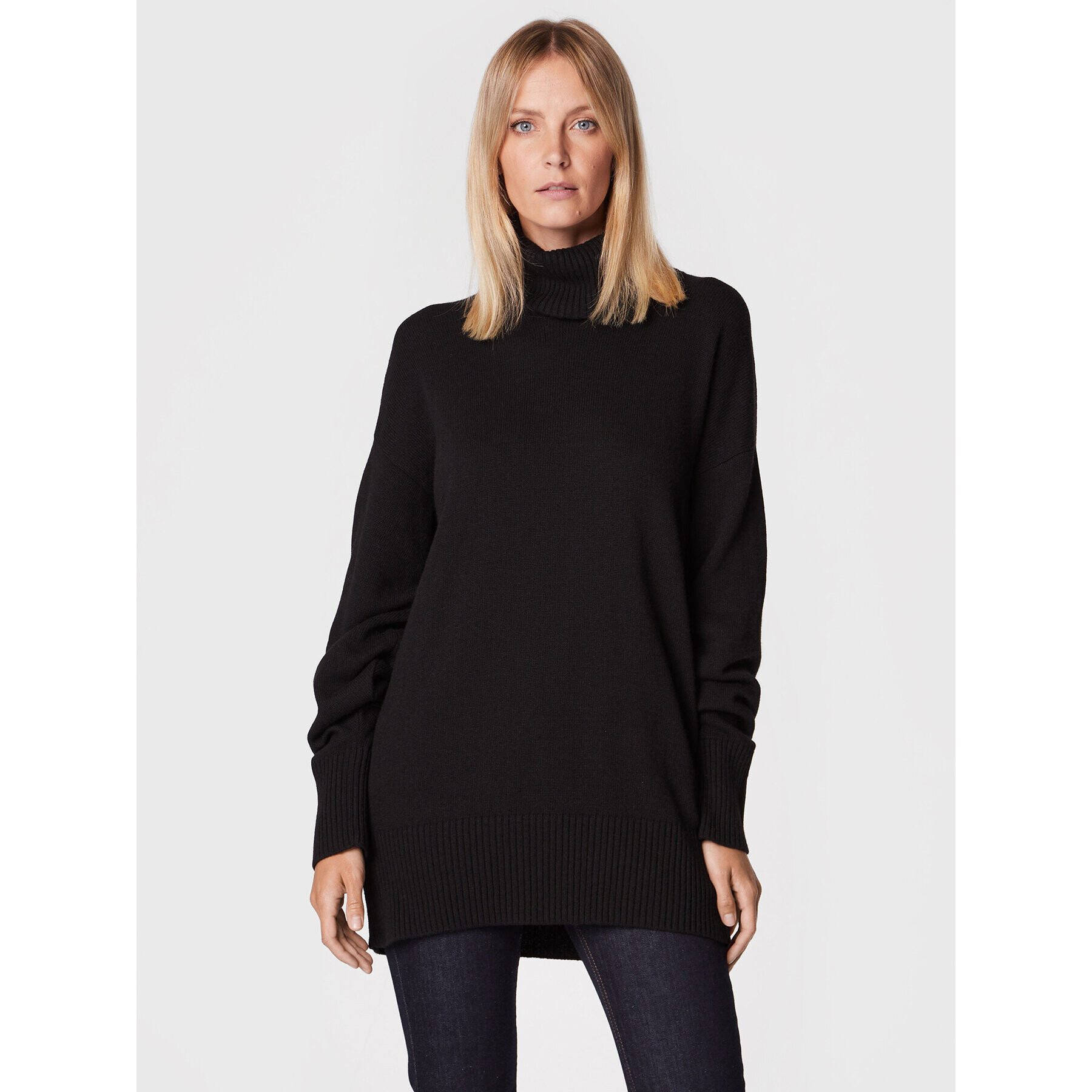 Trussardi Bluză cu gât 56M00525 Negru Regular Fit - Pled.ro